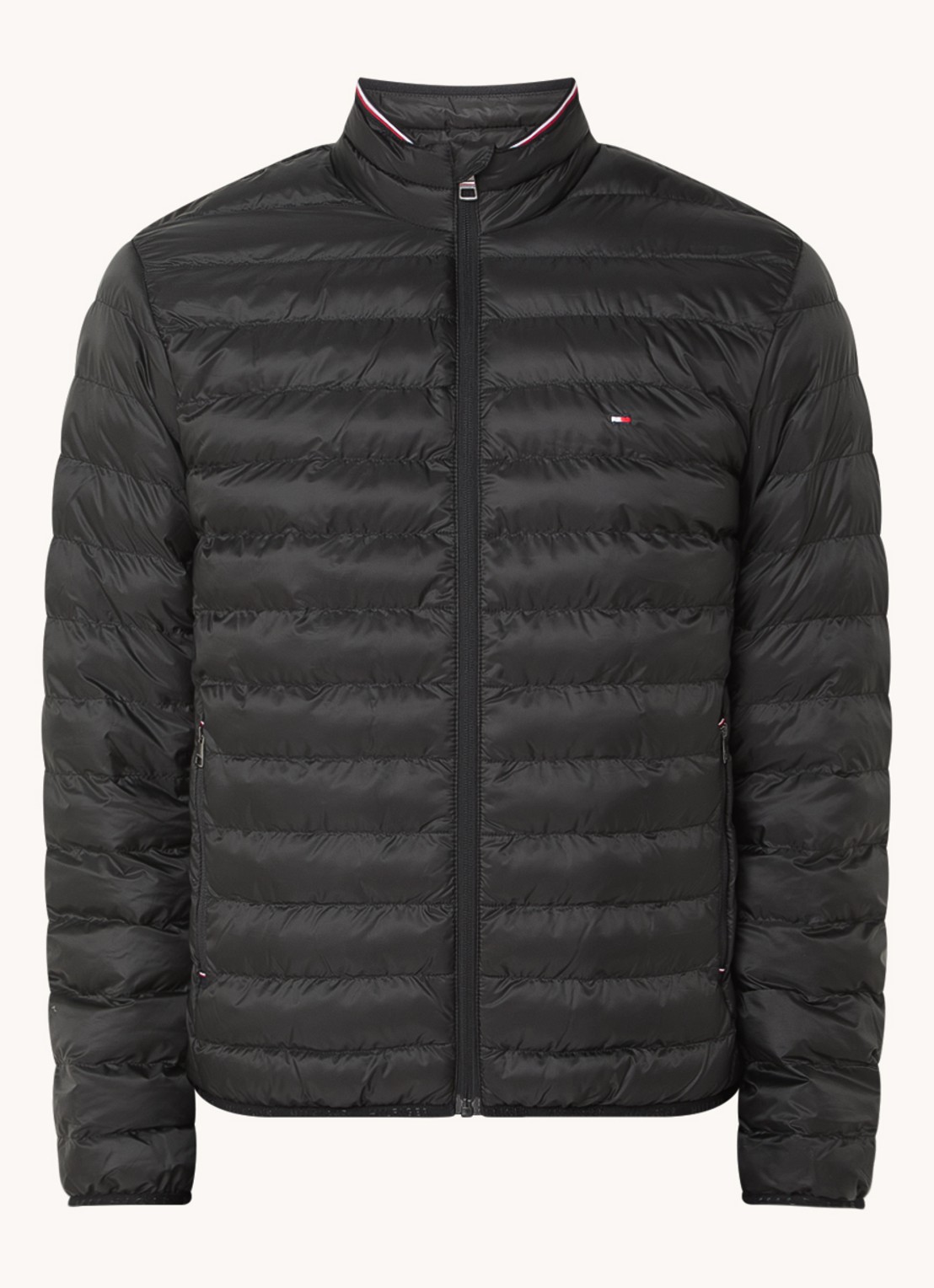 Tommy Hilfiger Gewatteerd jack met logo - voorkant zwart