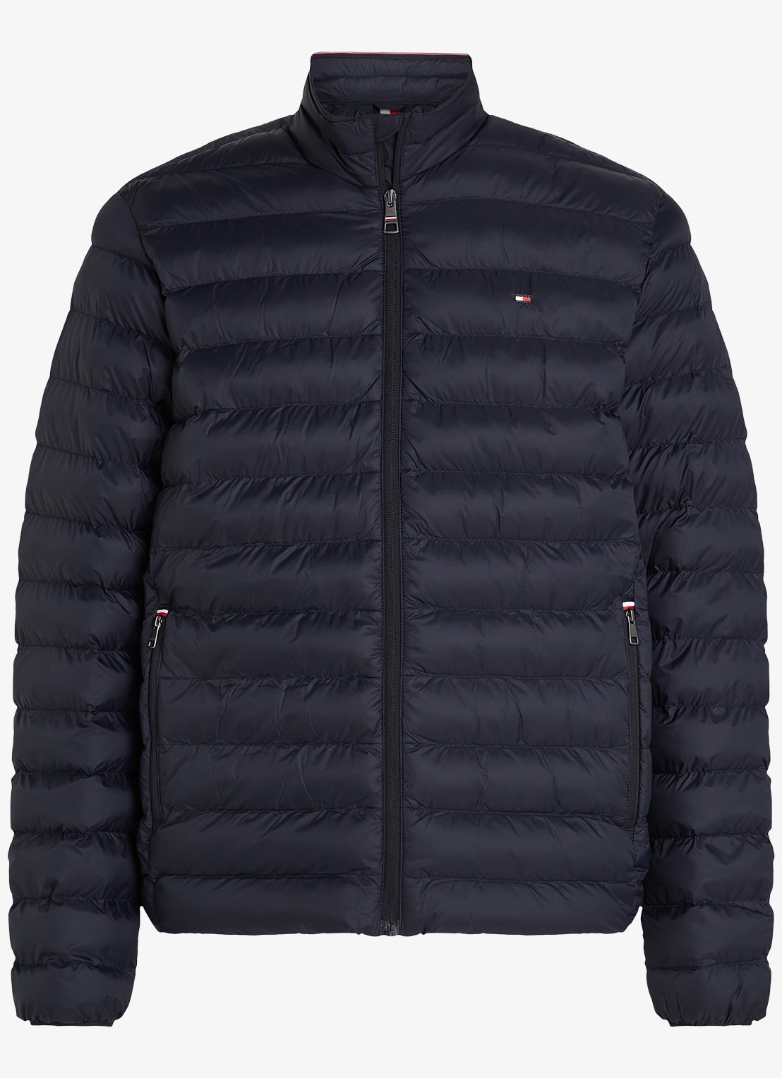 Tommy Hilfiger Gewatteerd jack met ritszakken - voorkant 2 donkerblauw