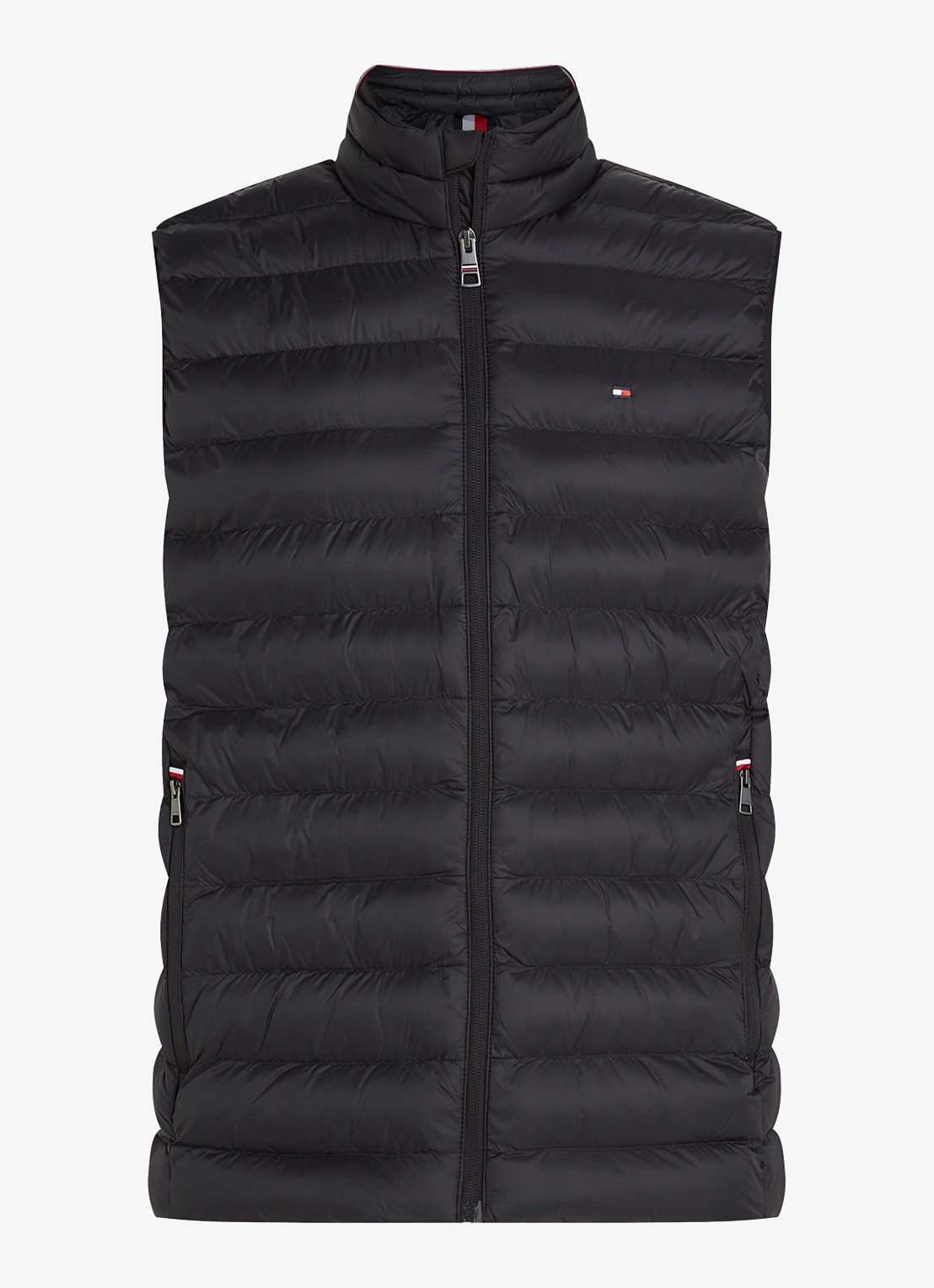Tommy Hilfiger Gewatteerde bodywarmer met logo - voorkant zwart