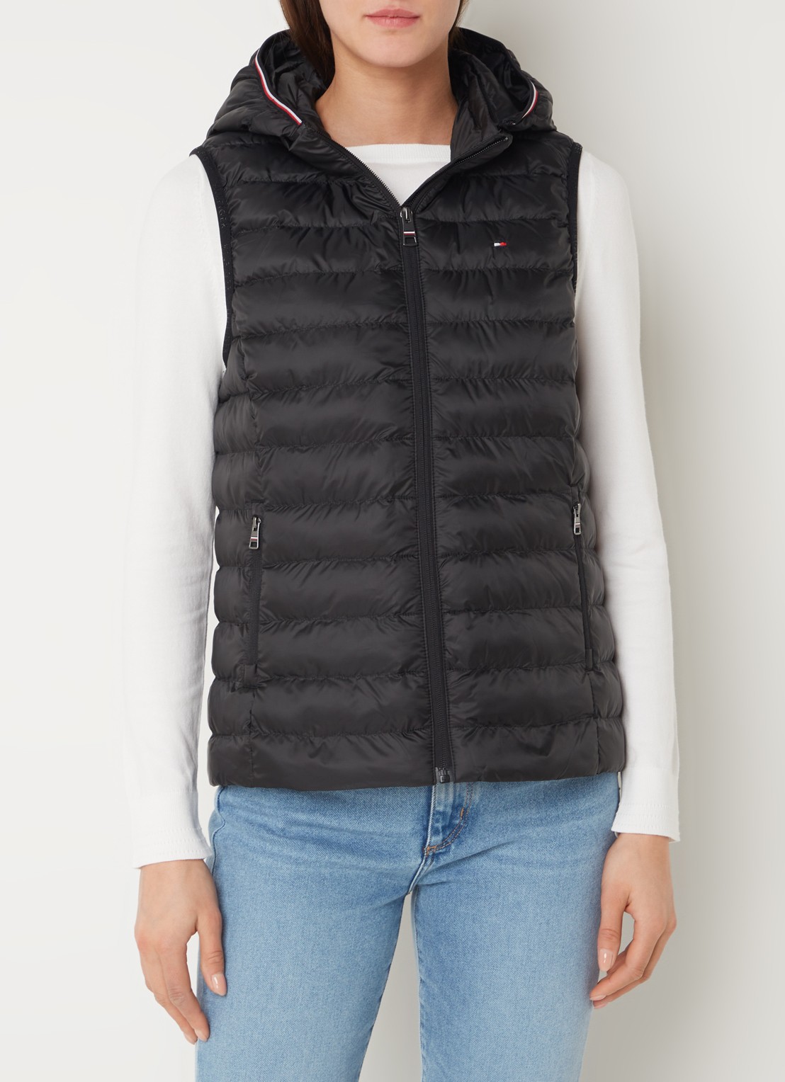 Tommy Hilfiger Gewatteerde bodywarmer met ritszakken en capuchon - detail 4 zwart