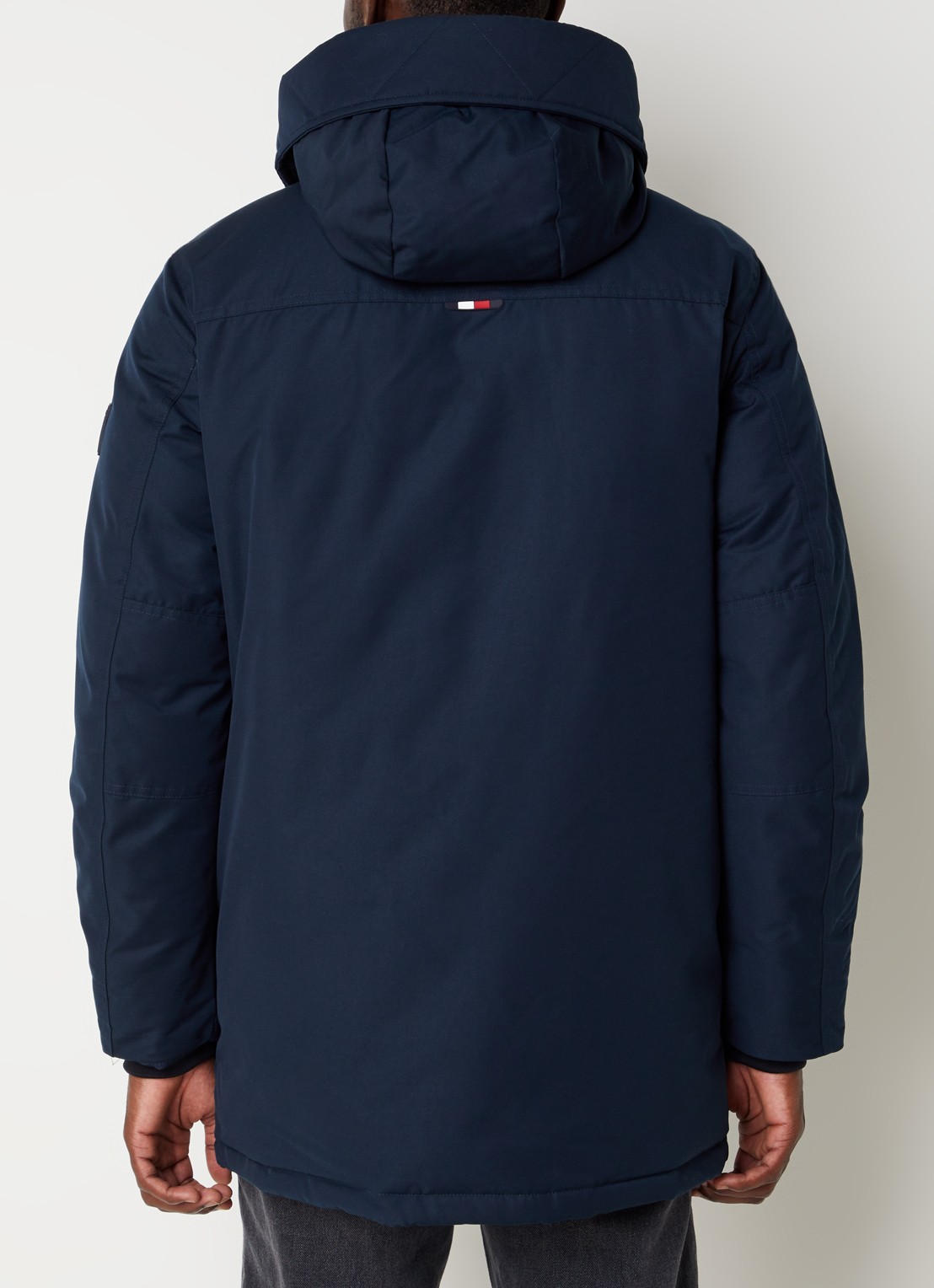 Tommy Hilfiger Gewatteerde jas met donsvulling en afneembare capuchon - achterkant lichtblauw