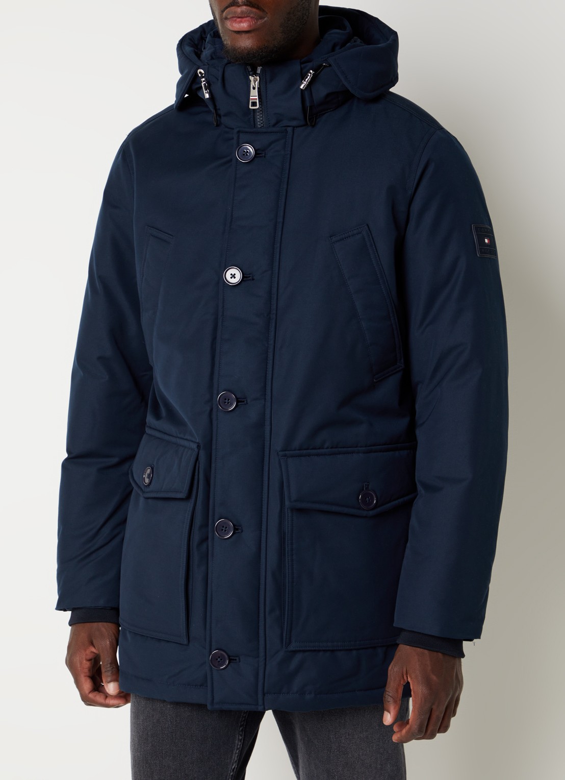 Tommy Hilfiger Gewatteerde jas met donsvulling en afneembare capuchon - detail 4 lichtblauw