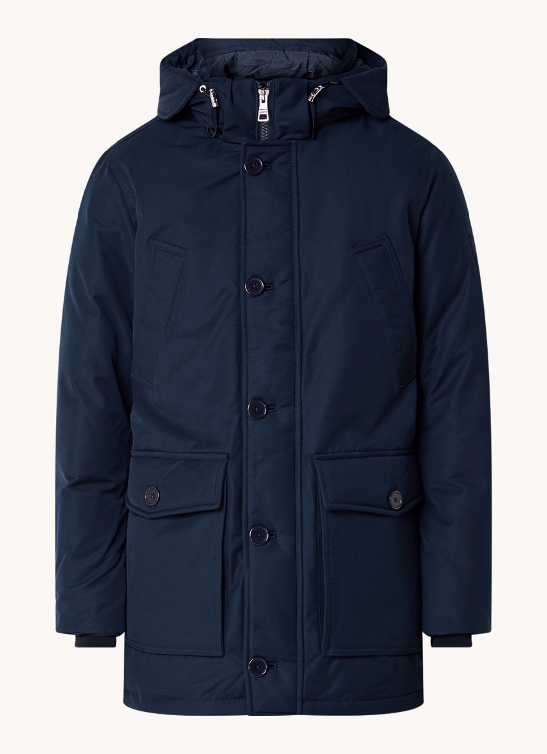 Tommy Hilfiger Gewatteerde jas met donsvulling en afneembare capuchon - voorkant 2 lichtblauw