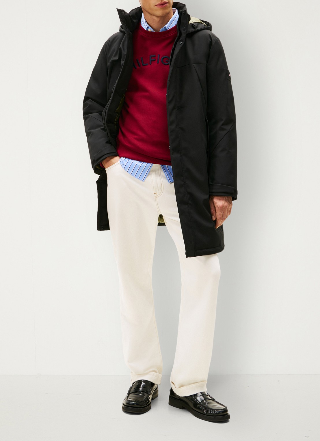 Tommy Hilfiger Gewatteerde parka met capuchon en waterafstotende coating - voorkant 2 zwart