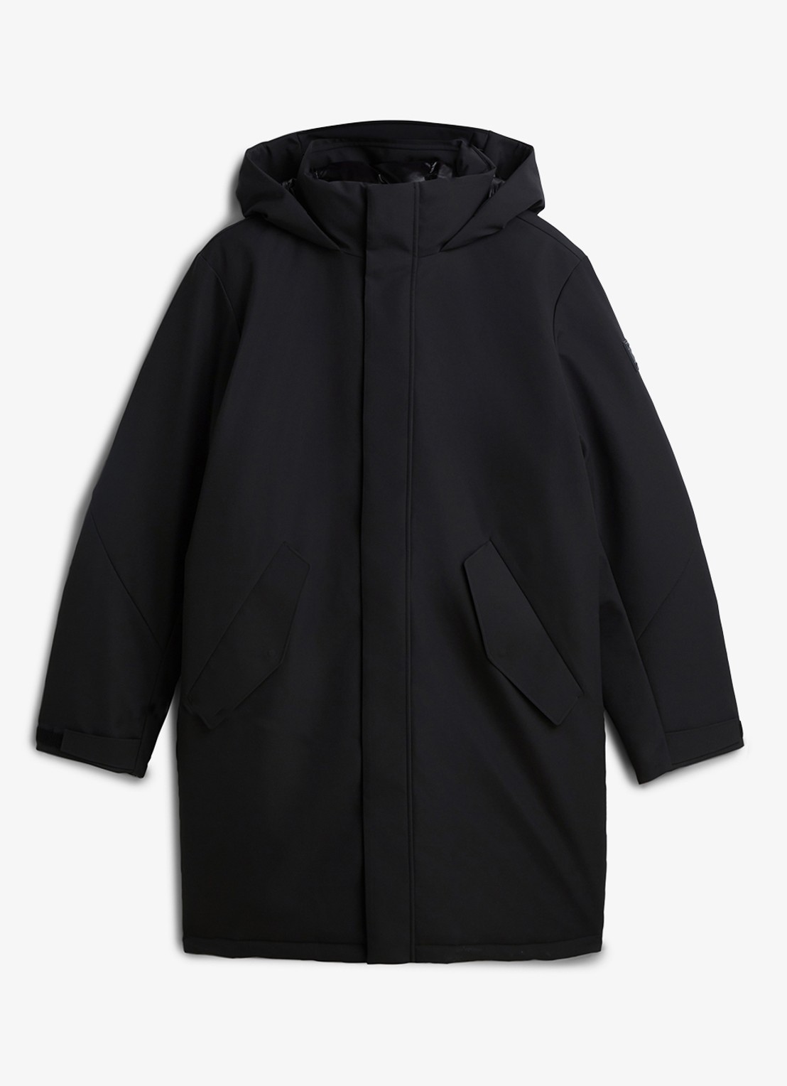 Tommy Hilfiger Gewatteerde parka met klepzakken - voorkant 3 zwart