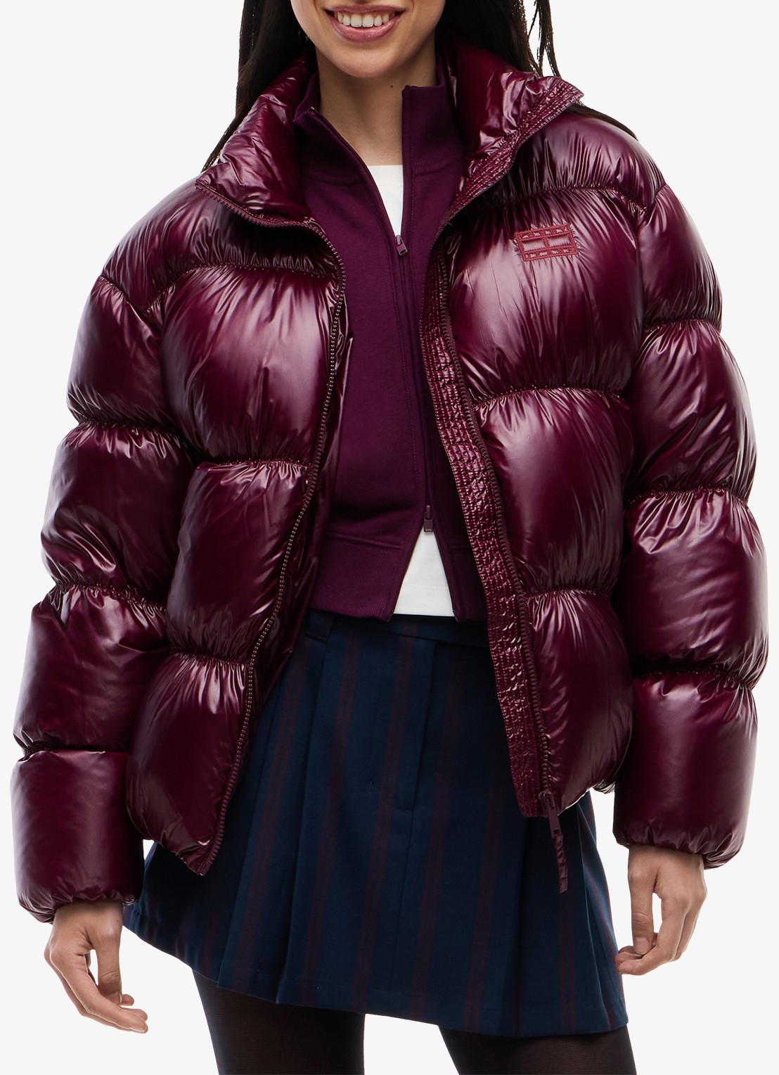 Tommy Hilfiger Gewatteerde puffer jas met steekzakken  - detail 4 cranberryrood