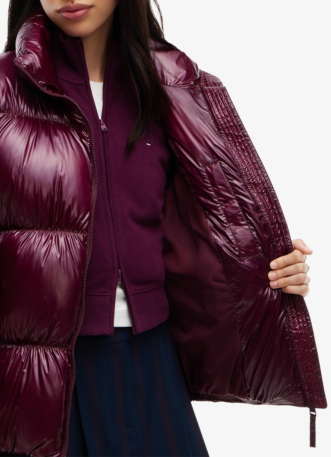 Tommy Hilfiger Gewatteerde puffer jas met steekzakken  - detail 5 cranberryrood
