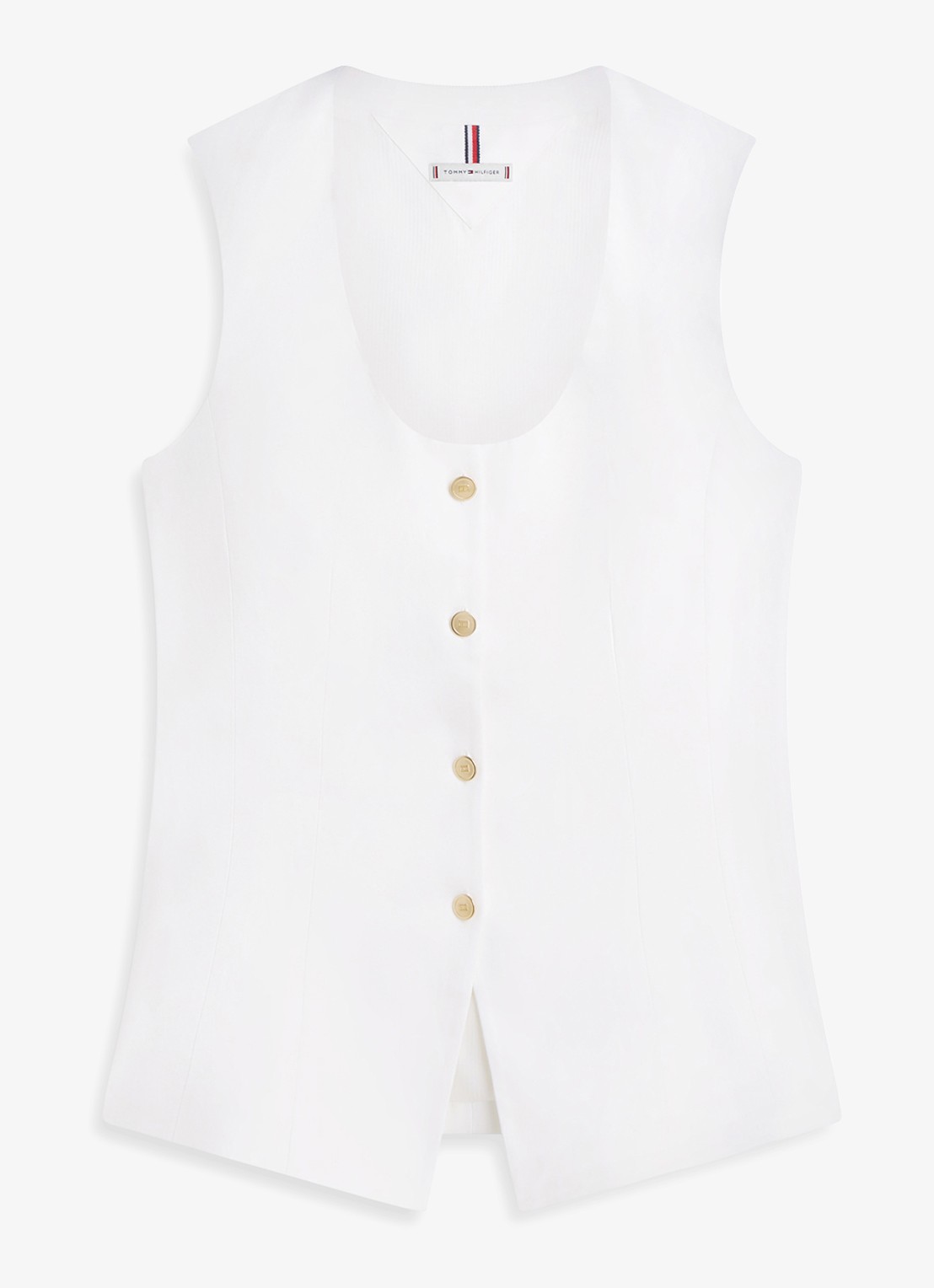 Tommy Hilfiger Gilet in linnenblend  - voorkant wit