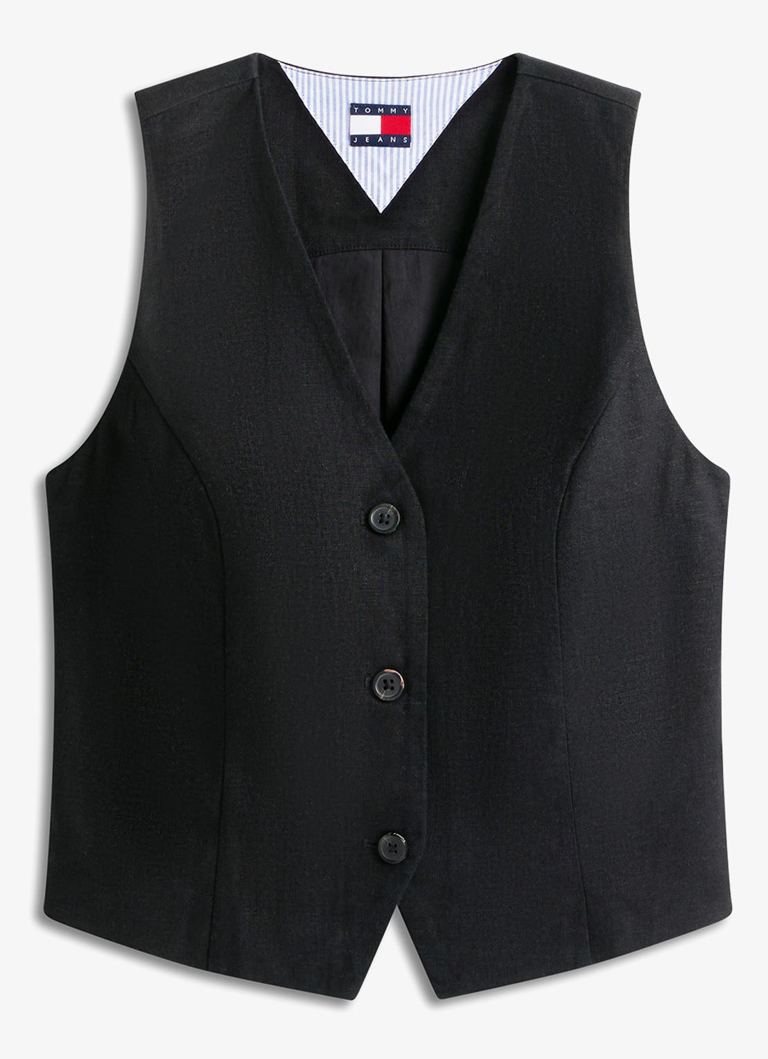 Tommy Hilfiger Gilet in linnenblend - voorkant 2 zwart