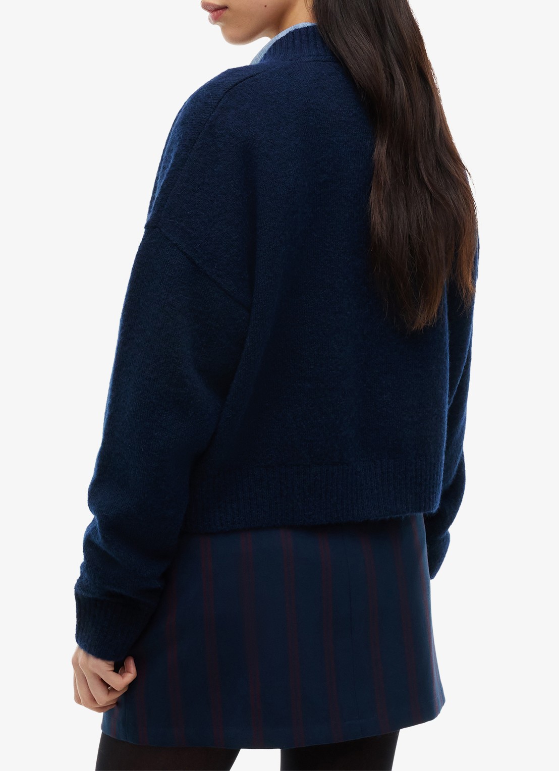 Tommy Hilfiger Grofgebreid vest met logoborduring - achterkant 3 donkerblauw