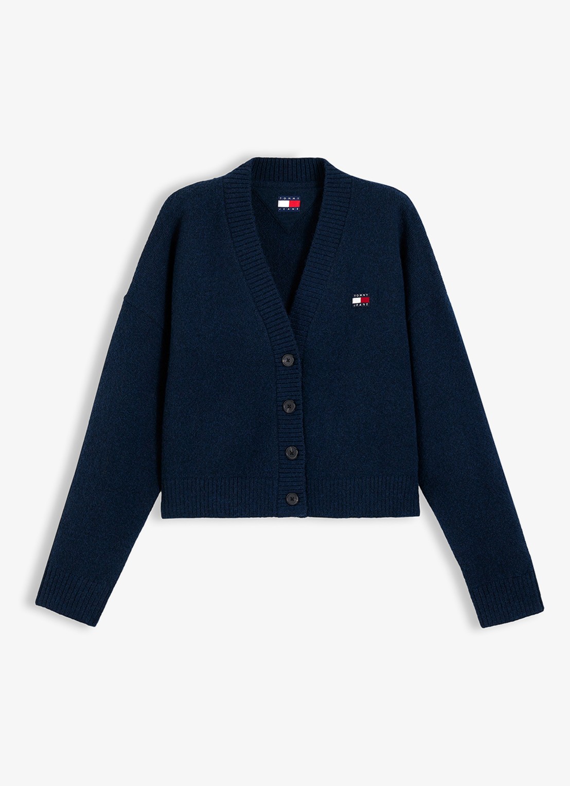 Tommy Hilfiger Grofgebreid vest met logoborduring - voorkant 4 donkerblauw