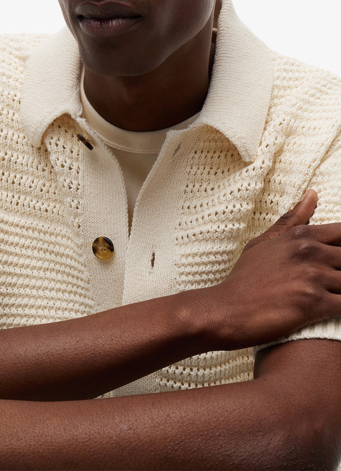 Tommy Hilfiger Grofgebreid vest met logoborduring - detail 6 creme