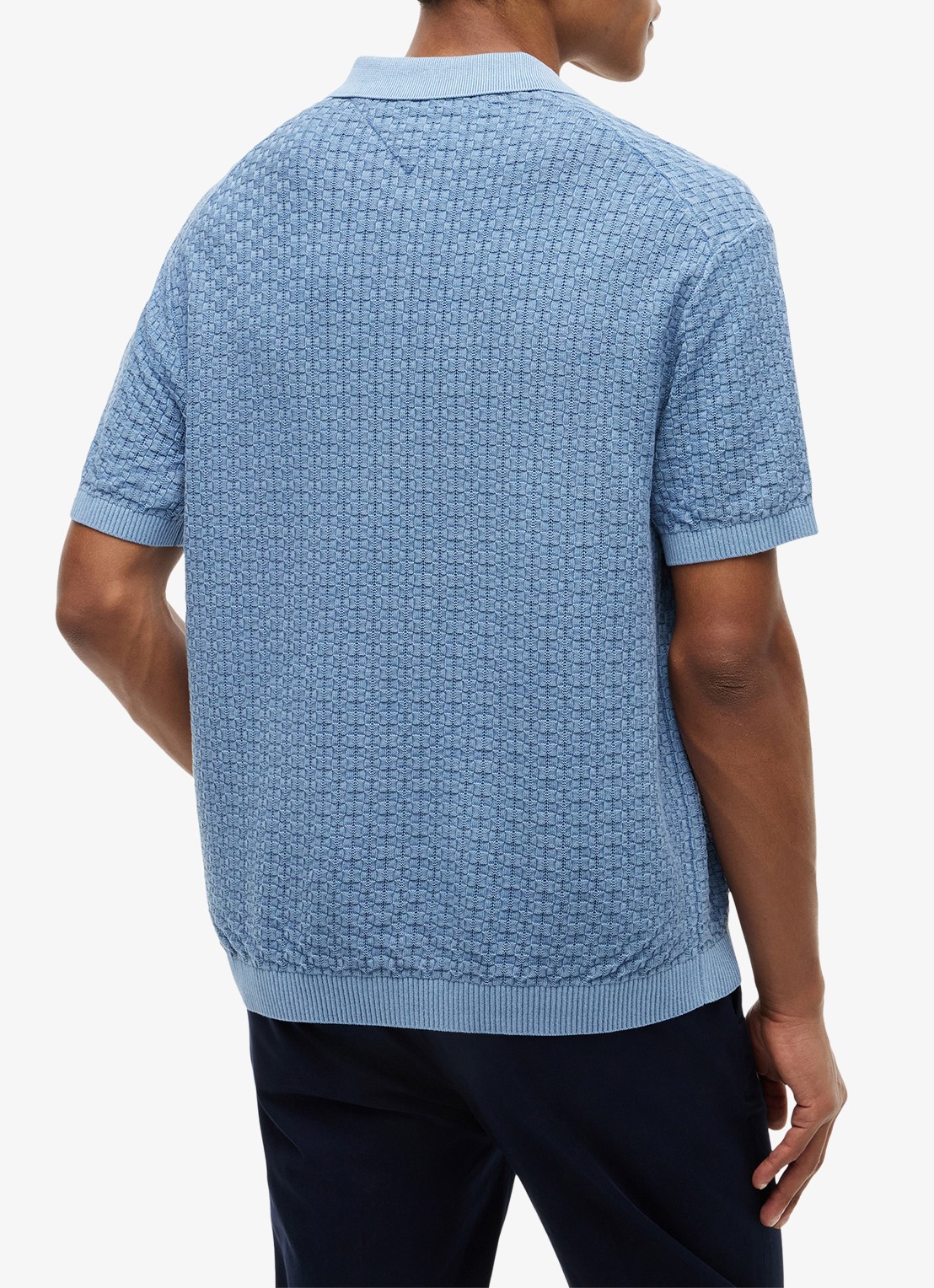Tommy Hilfiger Grofgebreide trui met structuur - achterkant blauw