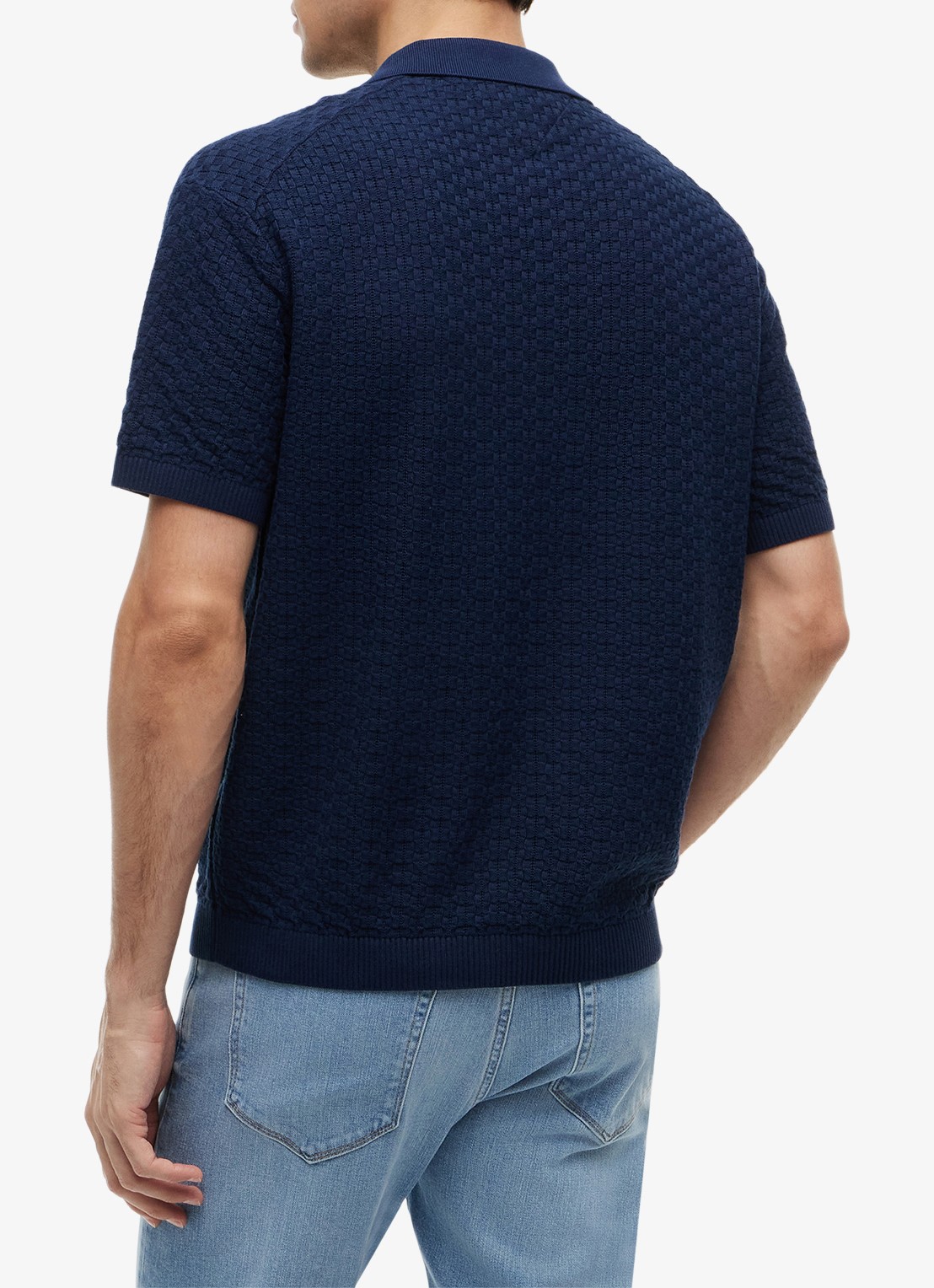 Tommy Hilfiger Grofgebreide trui met structuur - achterkant 3 donkerblauw