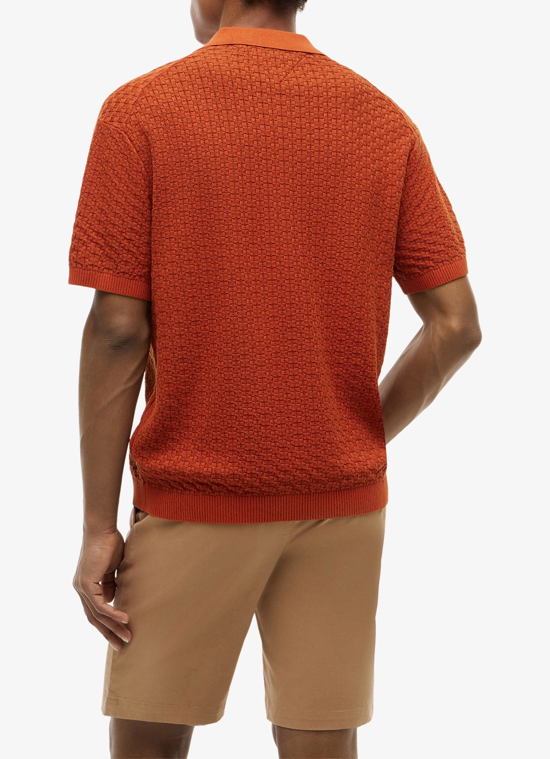 Tommy Hilfiger Grofgebreide trui met structuur - achterkant orange