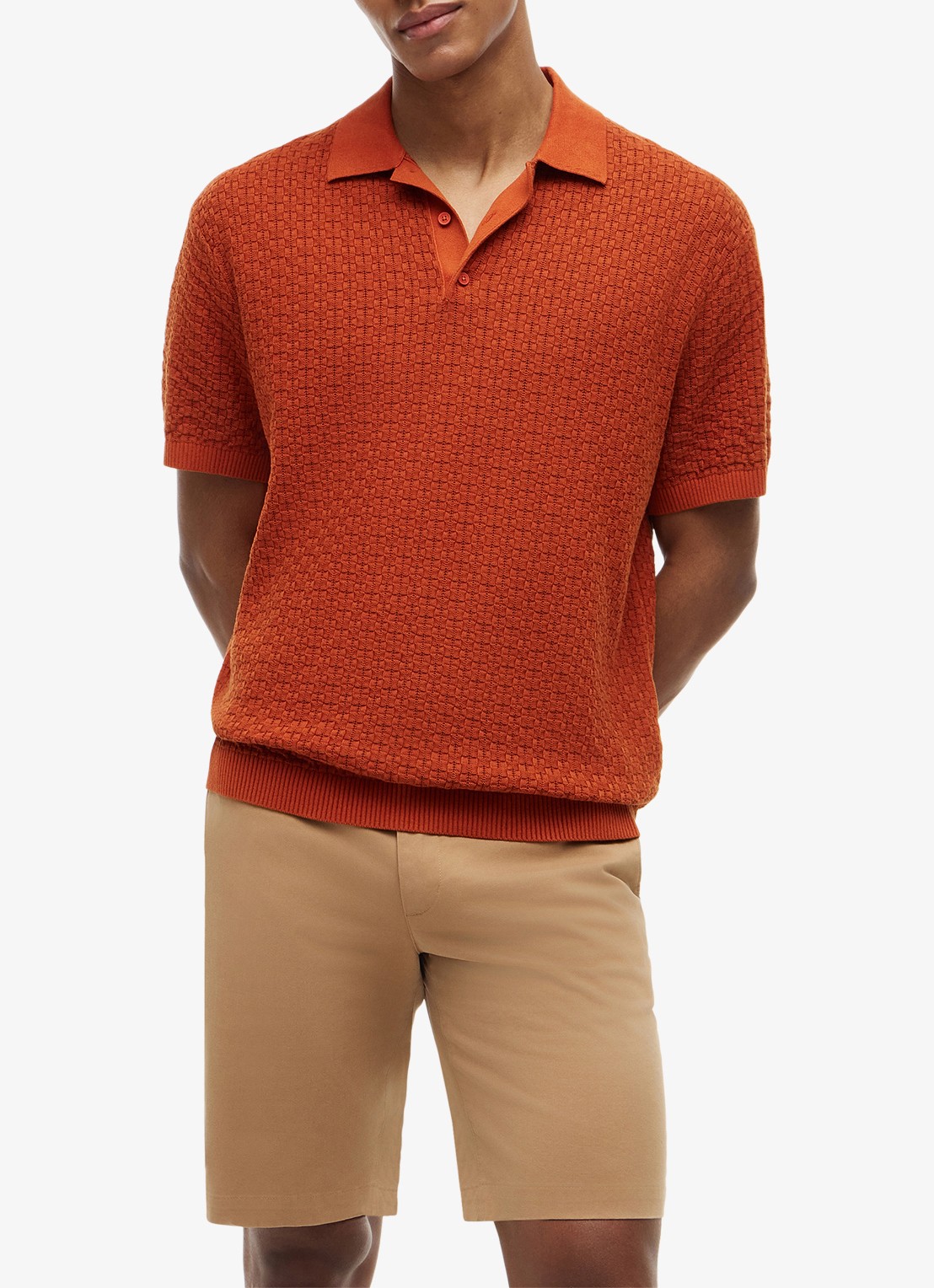 Tommy Hilfiger Grofgebreide trui met structuur - detail 2 orange