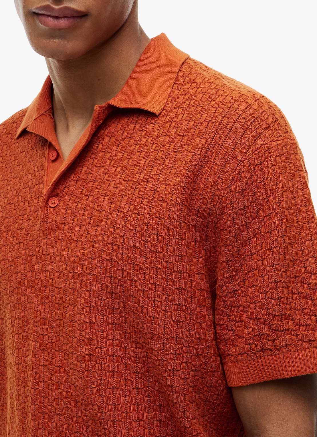 Tommy Hilfiger Grofgebreide trui met structuur - detail 3 orange