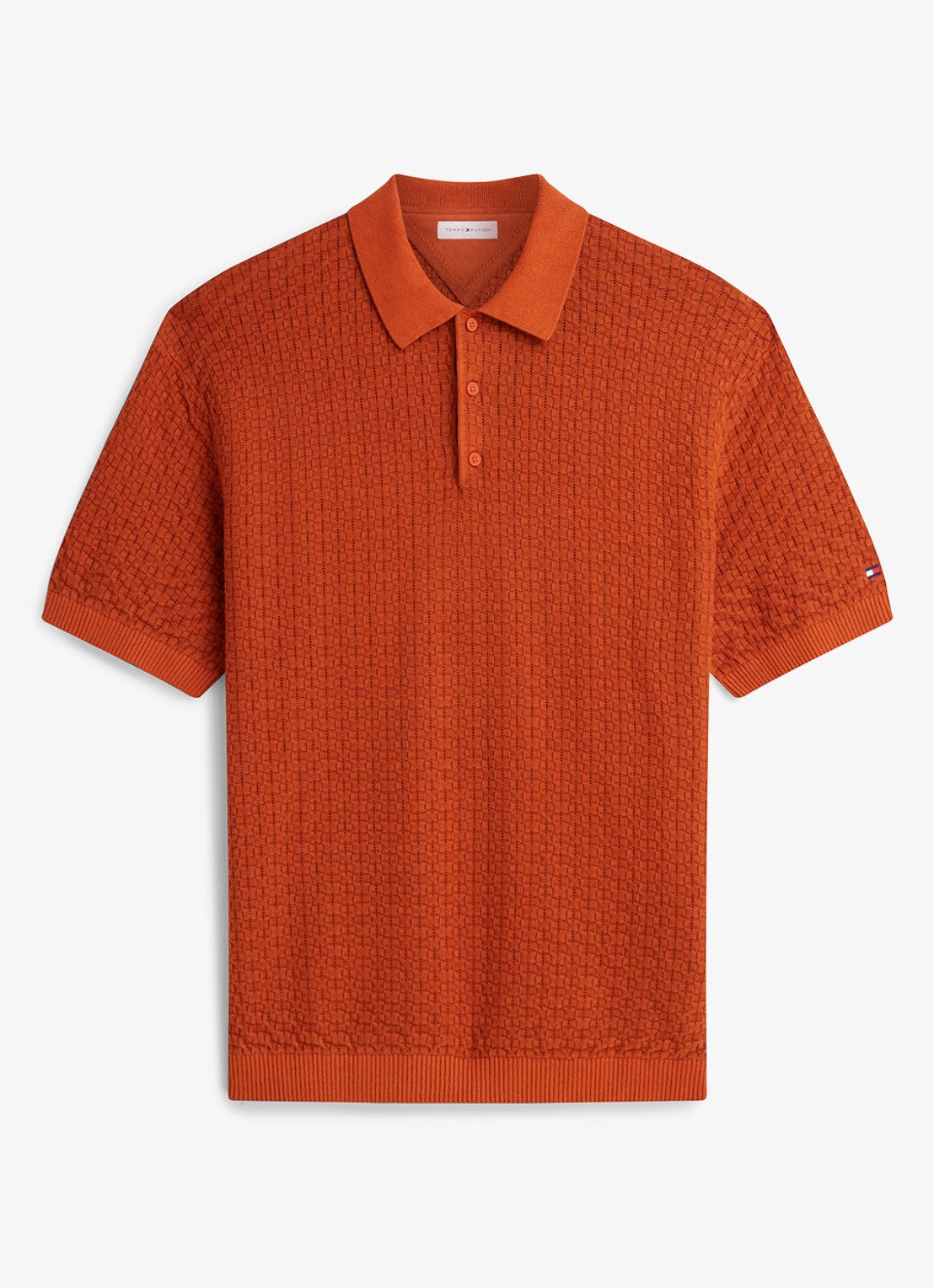 Tommy Hilfiger Grofgebreide trui met structuur - voorkant 4 orange