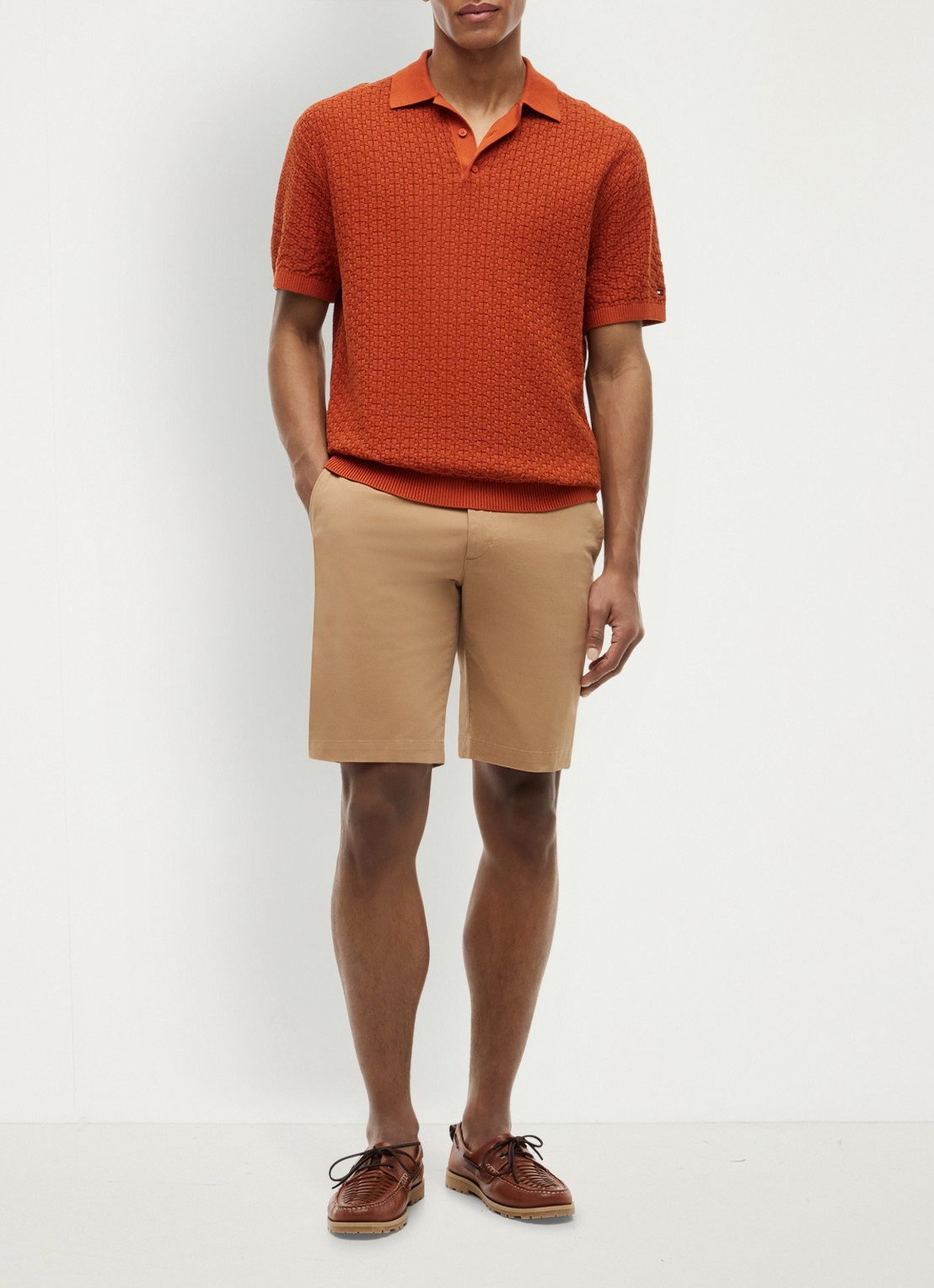 Tommy Hilfiger Grofgebreide trui met structuur - voorkant 5 orange