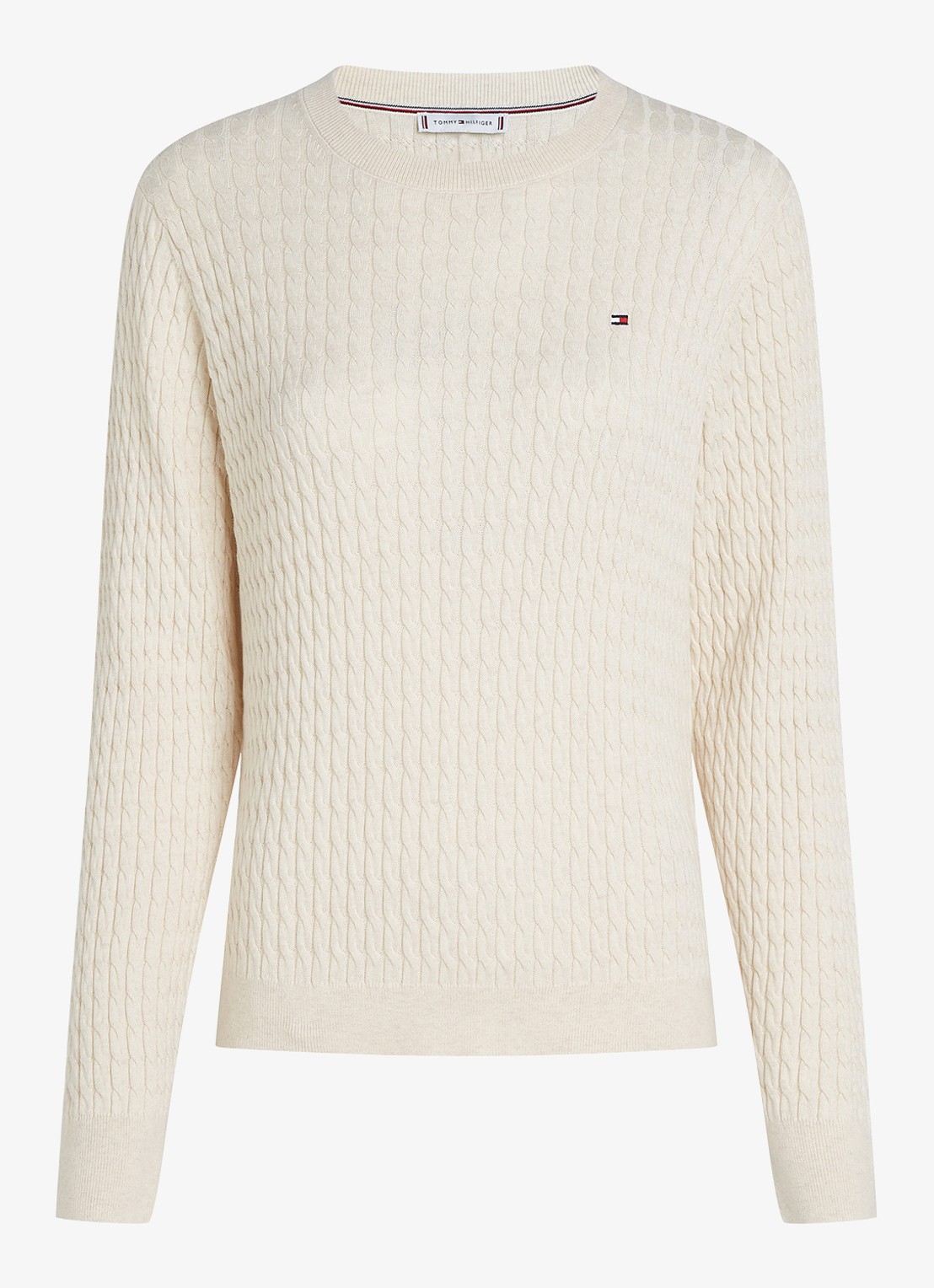 Tommy Hilfiger Grofgebreide trui van  katoen - voorkant ivoor