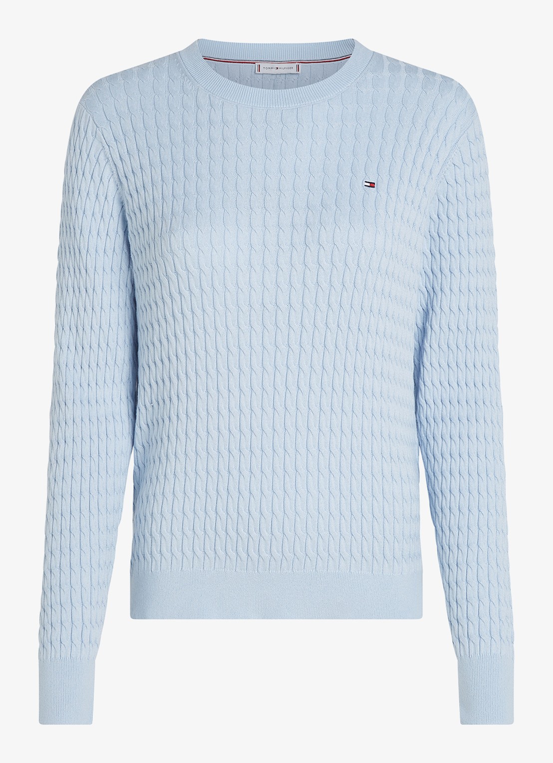 Tommy Hilfiger Grofgebreide trui van  katoen - voorkant 2 lichtblauw