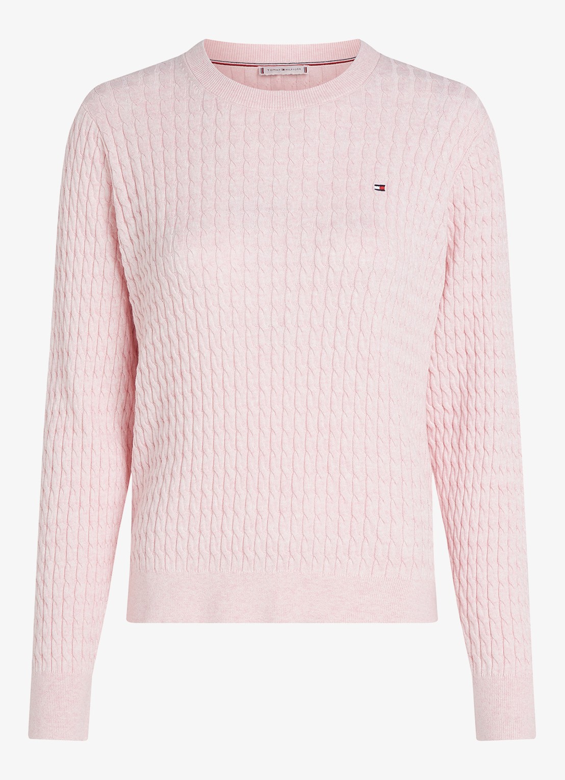 Tommy Hilfiger Grofgebreide trui van  katoen - voorkant 3 roze