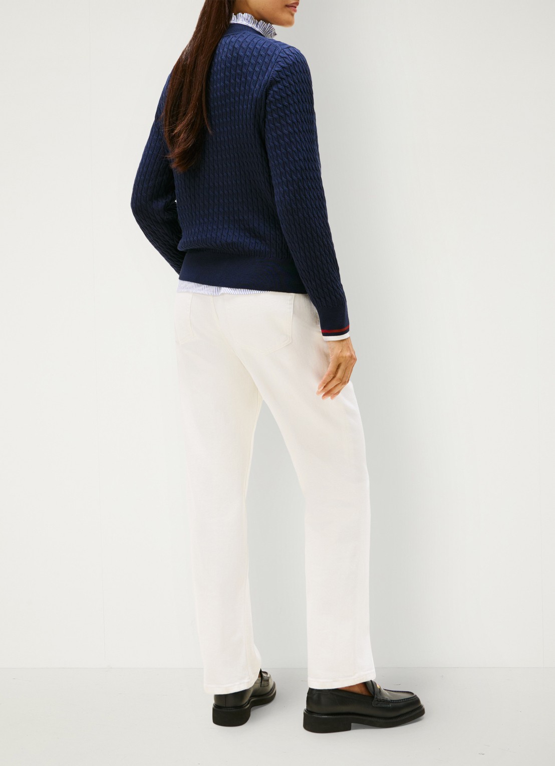 Tommy Hilfiger Grofgebreide trui van  katoen - achterkant 5 donkerblauw