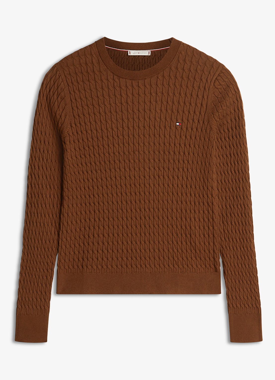 Tommy Hilfiger Grofgebreide trui van  katoen - voorkant bruin
