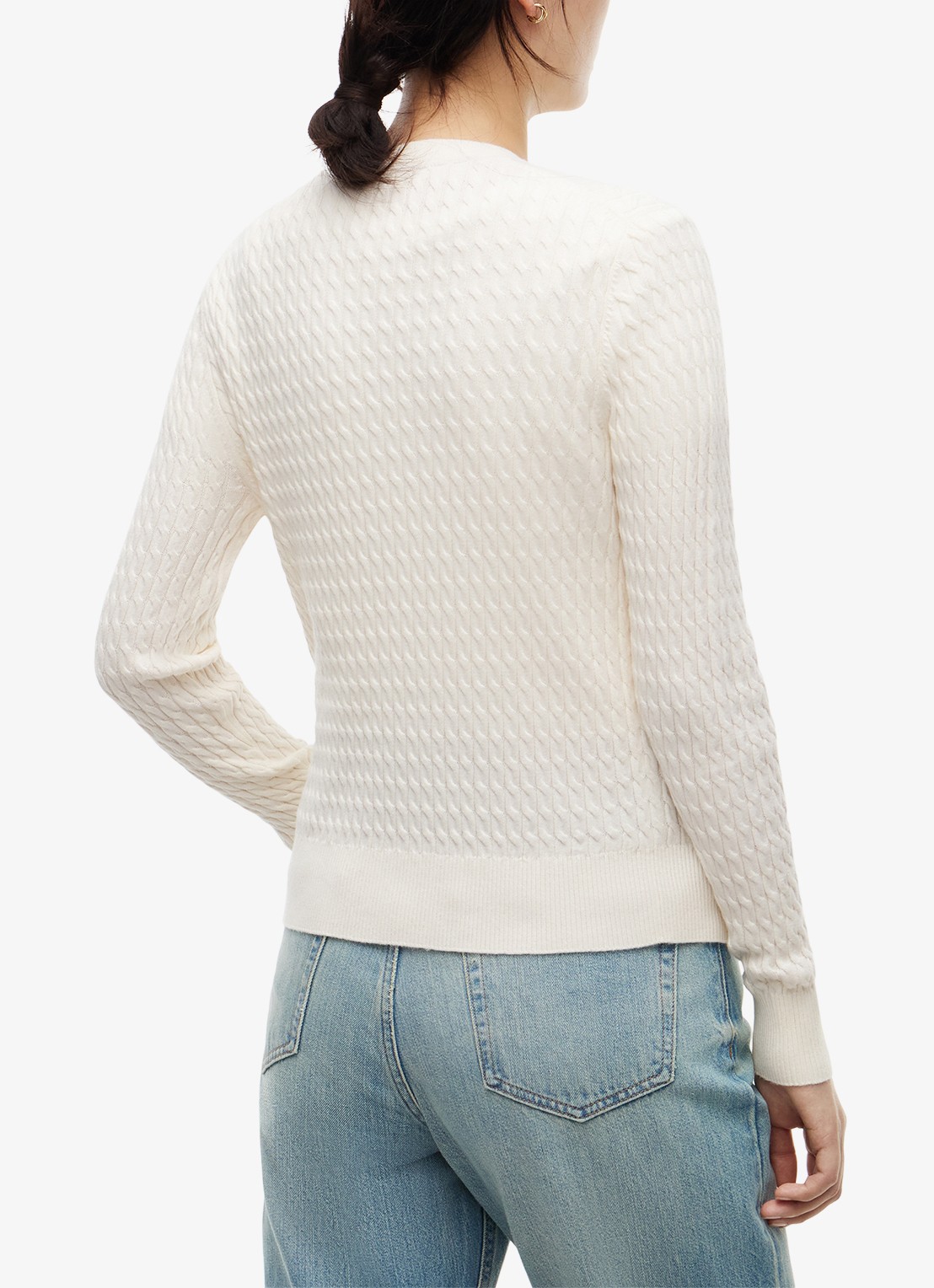 Tommy Hilfiger Grofgebreide trui van  katoen - achterkant 3 ivory petal-z00