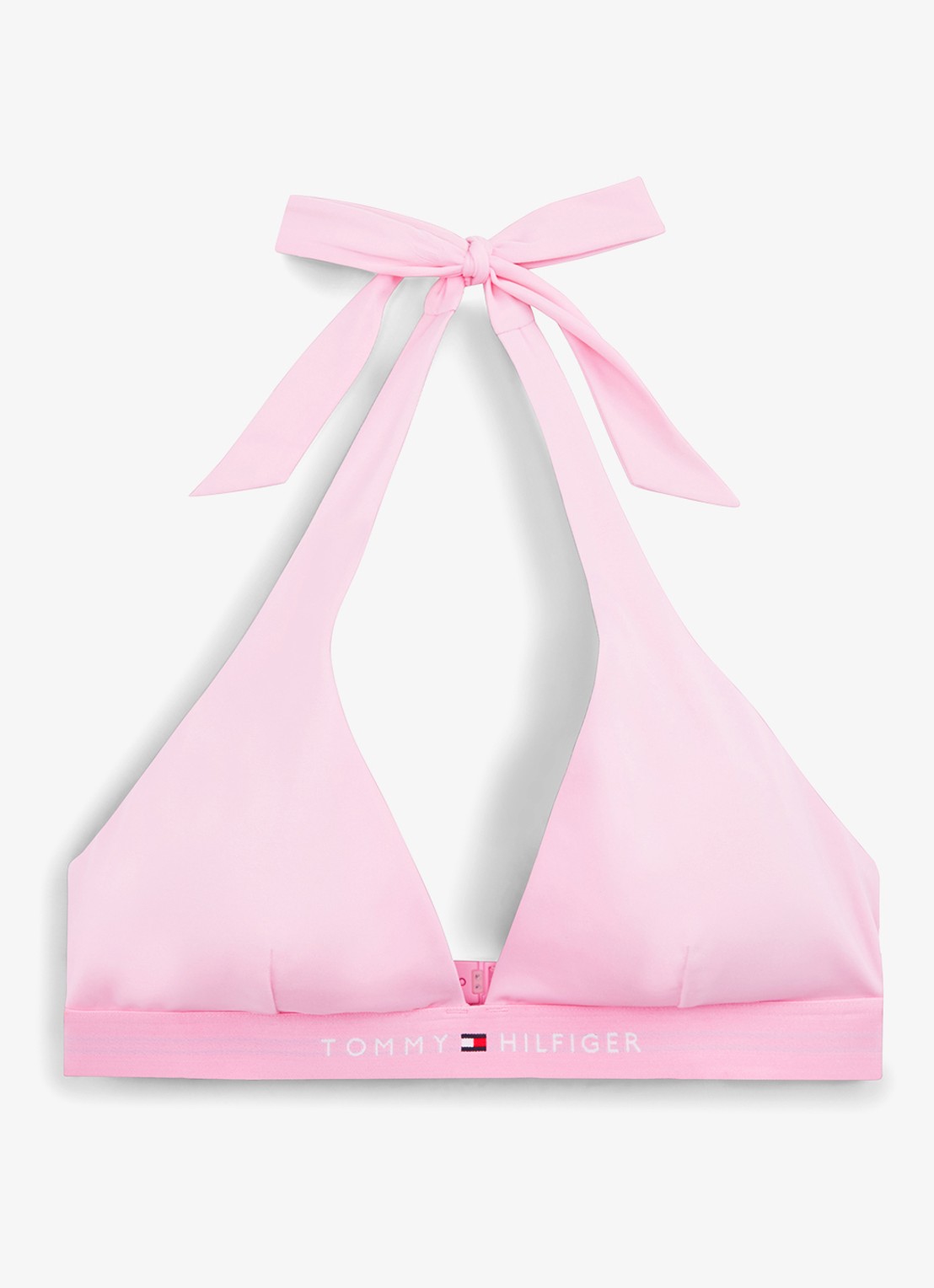 Tommy Hilfiger Halter bikinitop met uitneembare vulling en logoband - voorkant 2 lichtroze