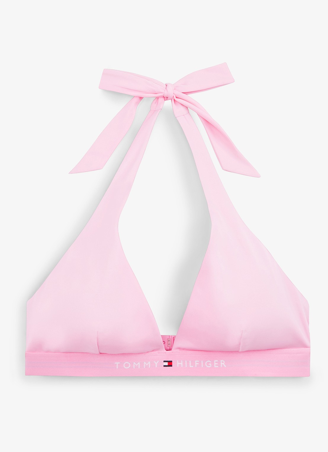 Tommy Hilfiger Halter bikinitop met uitneembare vulling en logoband - voorkant 2 roze