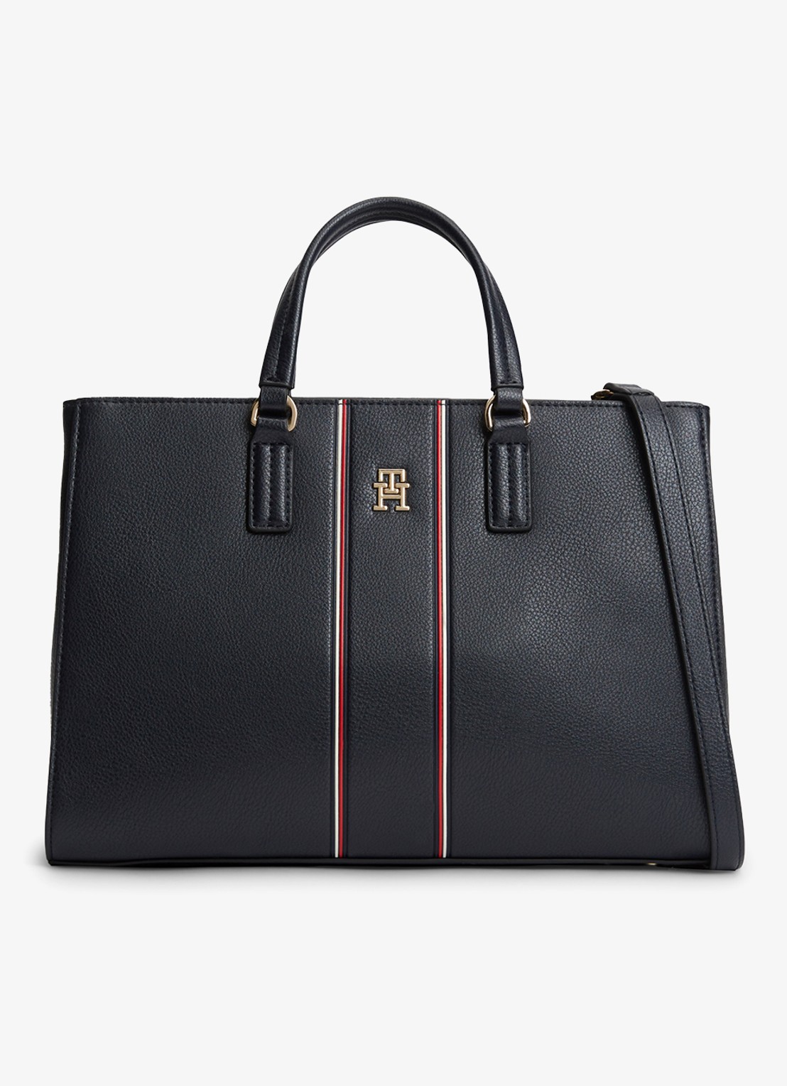 Tommy Hilfiger Handtas met logo - voorkant donkerblauw