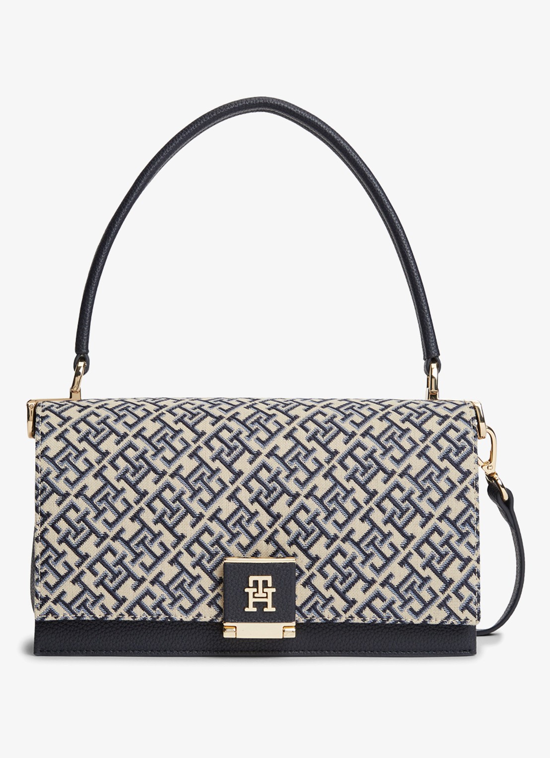 Tommy Hilfiger Handtas met logoprint en afneembare schouderriem - voorkant 4 donkerblauw
