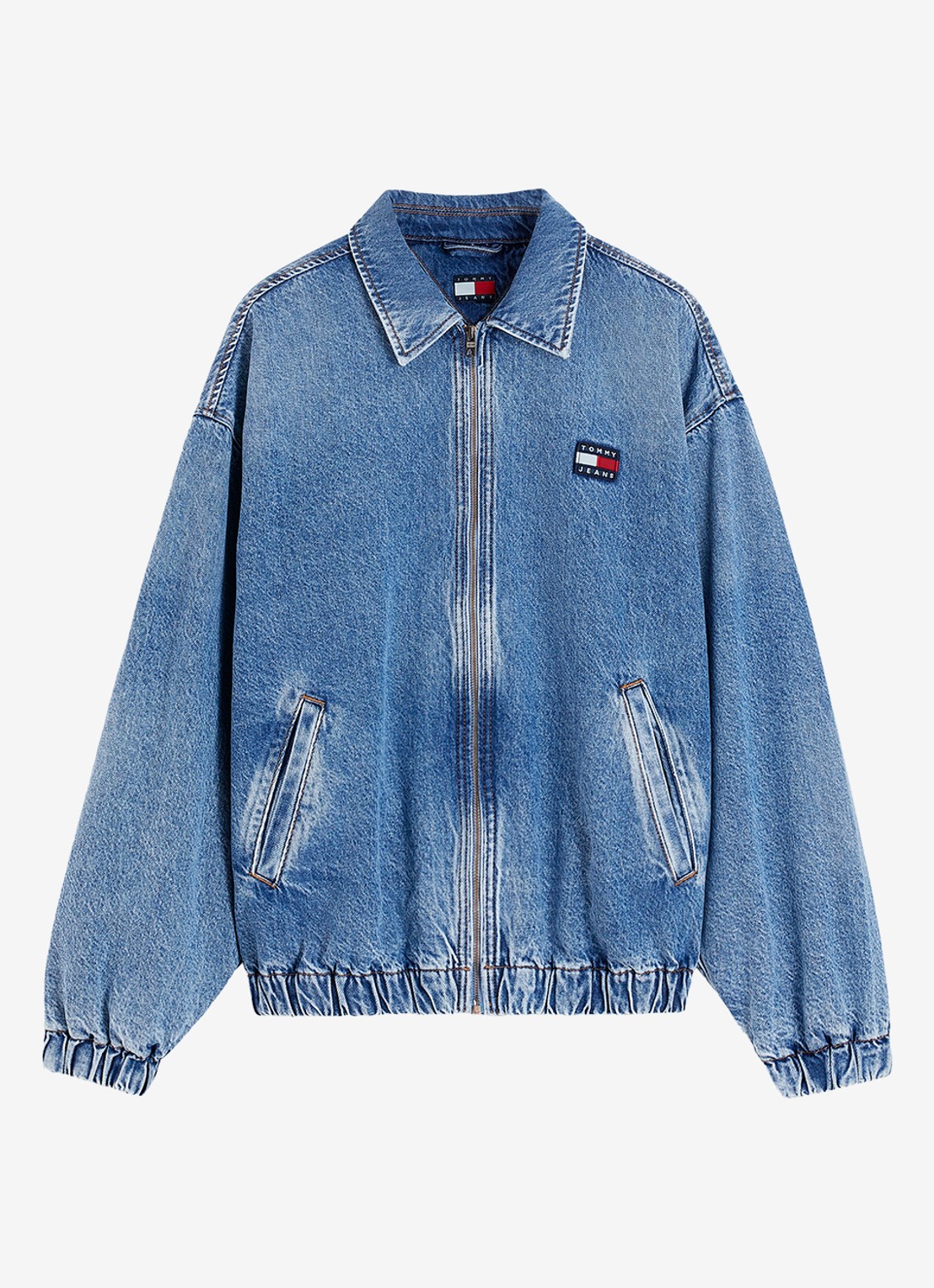Tommy Hilfiger Harrington jack in lyocellblend met logoborduring - voorkant 5 indigo