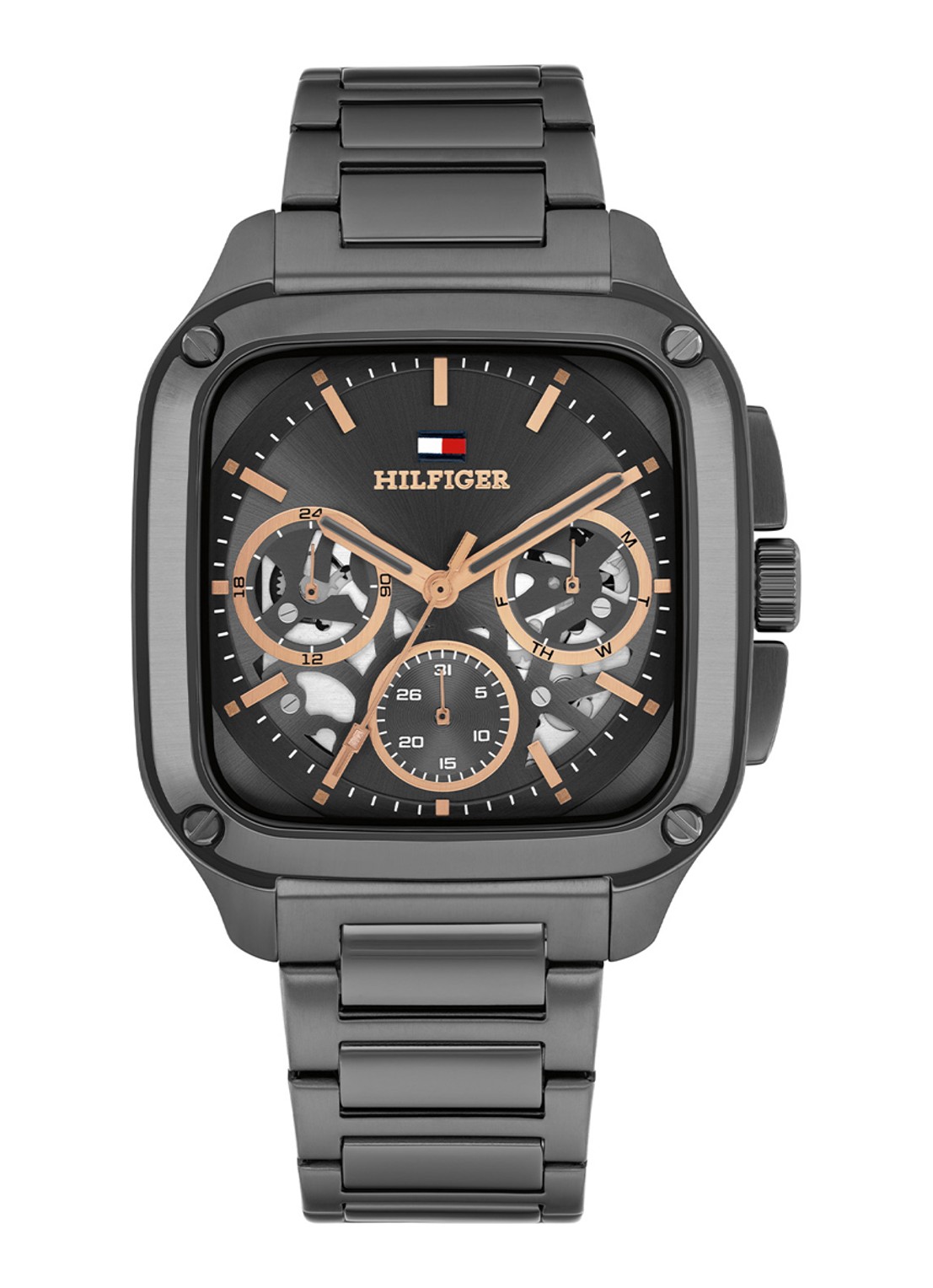 Tommy Hilfiger Herald Skeleton horloge TH1710759 - voorkant antraciet