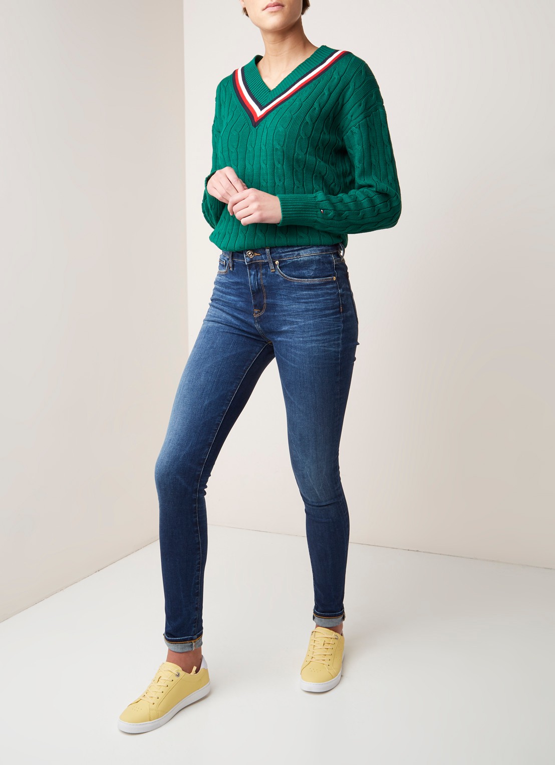Tommy Hilfiger Heritage mid waist skinny jeans met stretch - voorkant 5 indigo