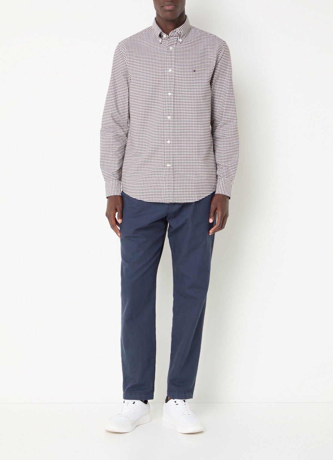 Tommy Hilfiger Heritage regular fit overhemd met ruitdessin en logoborduring - voorkant 3 donkerbruin