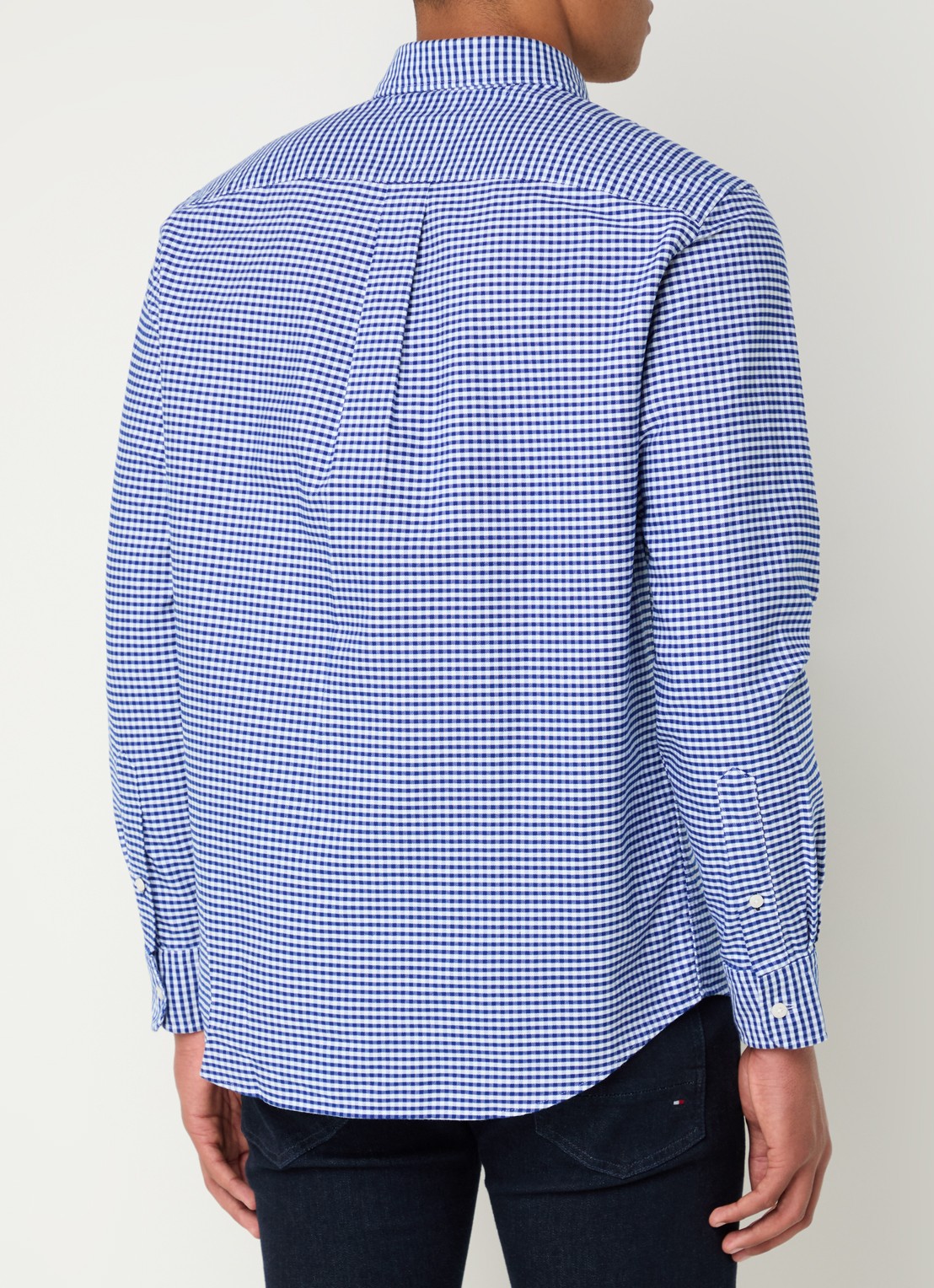Tommy Hilfiger Heritage regular fit overhemd met ruitdessin en logoborduring - achterkant royalblauw