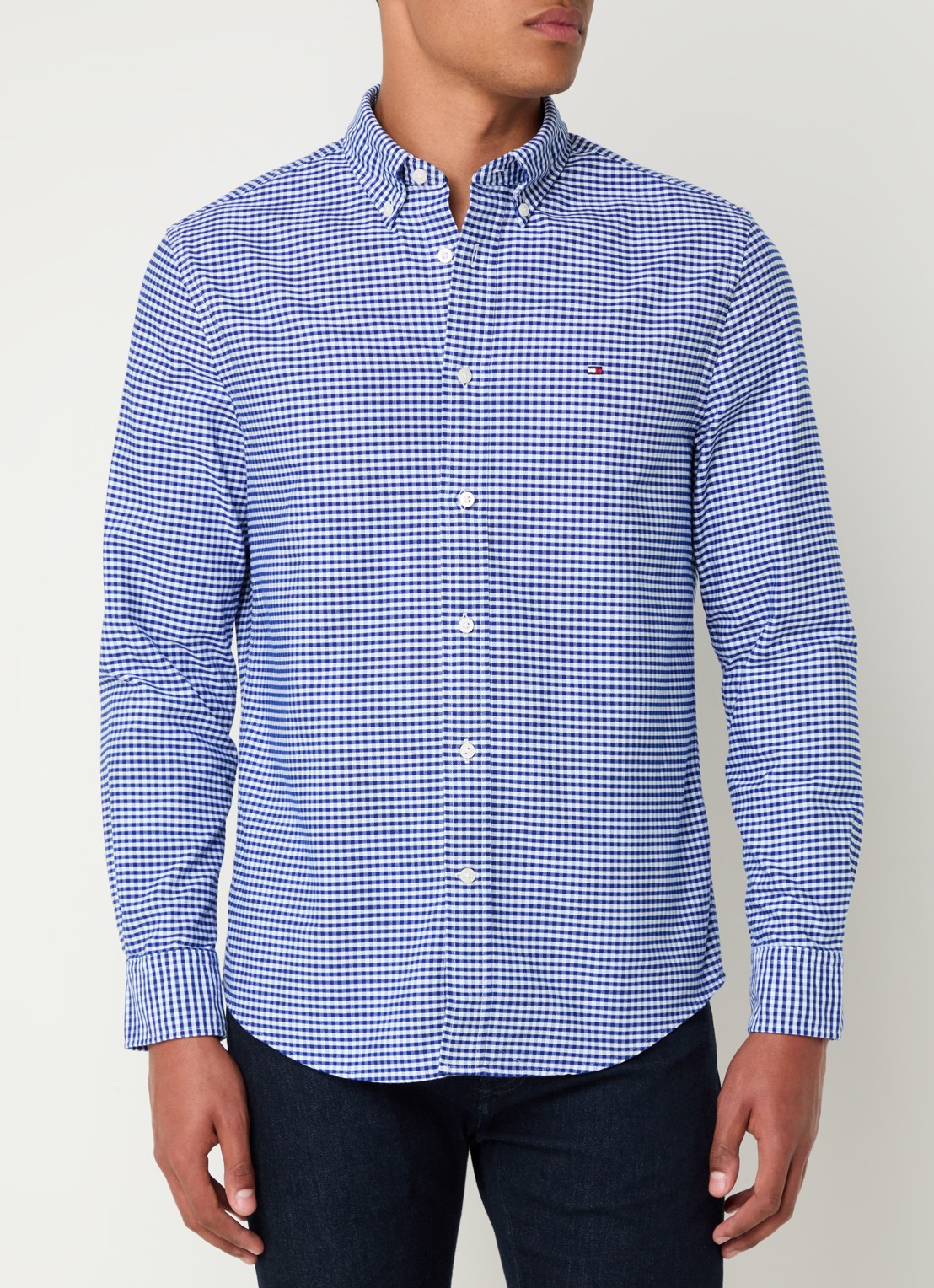 Tommy Hilfiger Heritage regular fit overhemd met ruitdessin en logoborduring - detail 2 royalblauw