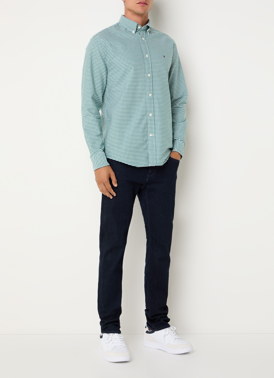 Tommy Hilfiger Heritage regular fit overhemd met ruitdessin en logoborduring - voorkant 4 groen