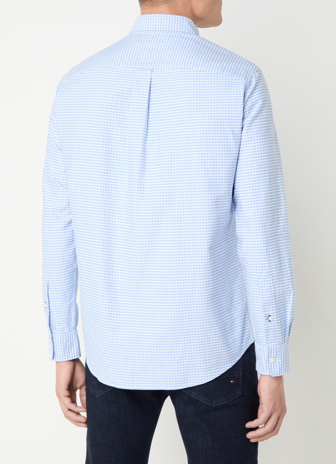 Tommy Hilfiger Heritage regular fit overhemd met ruitdessin en logoborduring - achterkant 2 donkerblauw