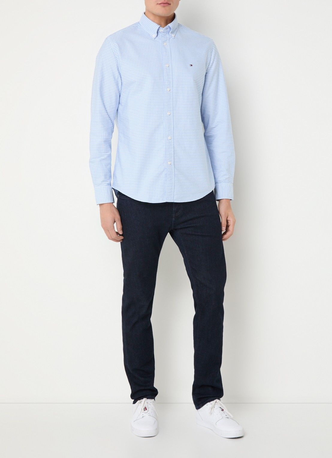 Tommy Hilfiger Heritage regular fit overhemd met ruitdessin en logoborduring - voorkant 4 donkerblauw