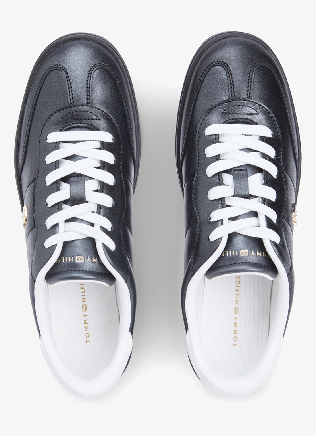 Tommy Hilfiger Heritage sneaker van leer met logo - detail 2 zwart