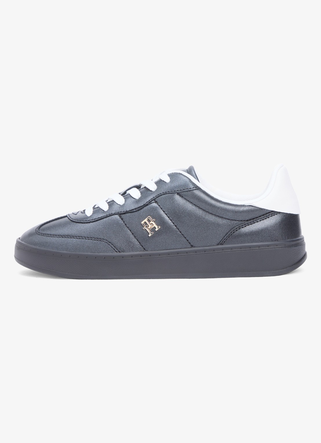 Tommy Hilfiger Heritage sneaker van leer met logo - voorkant 5 zwart