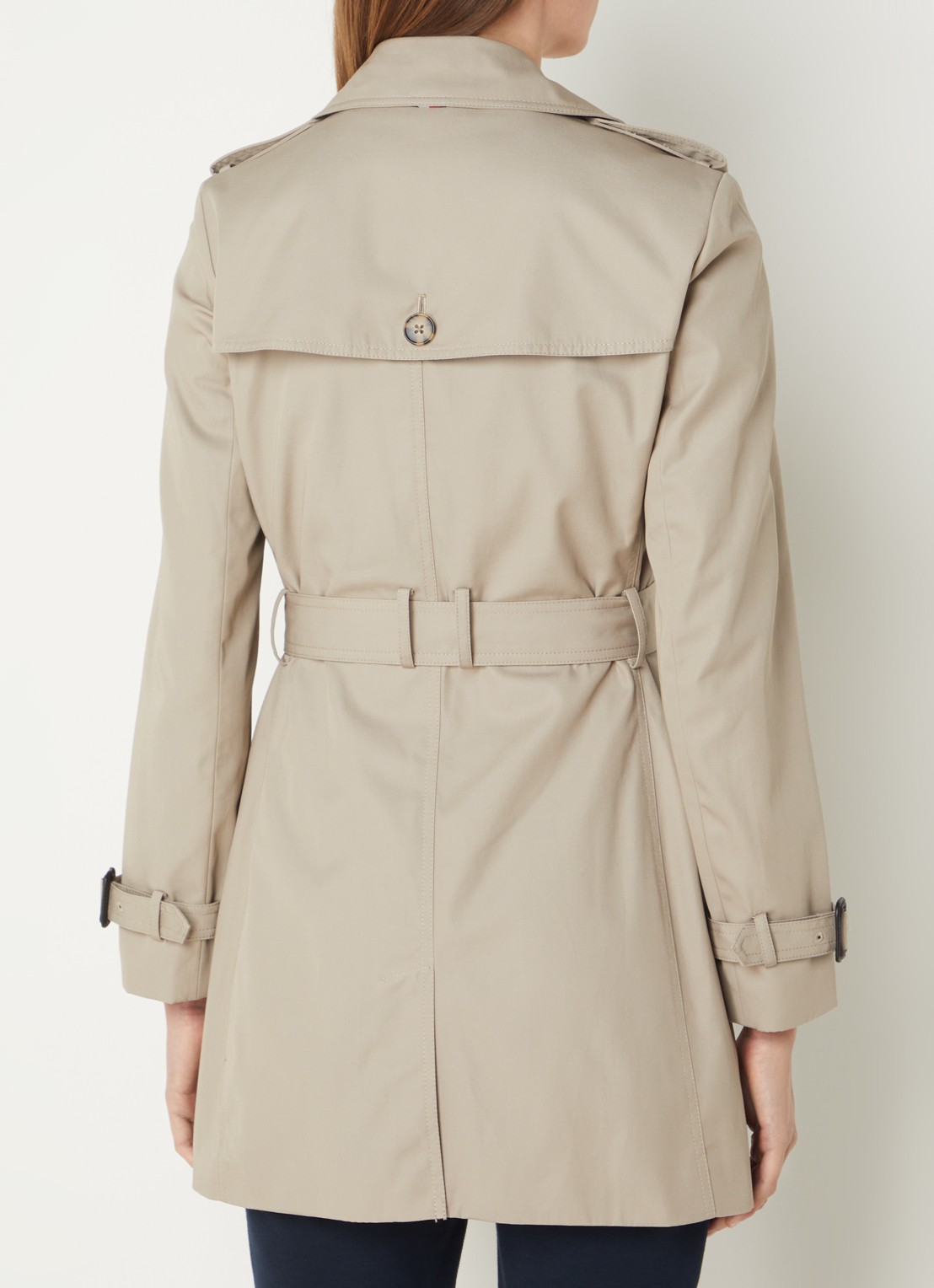 Tommy Hilfiger Heritage trenchcoat met ceintuur en steekzakken - achterkant taupe