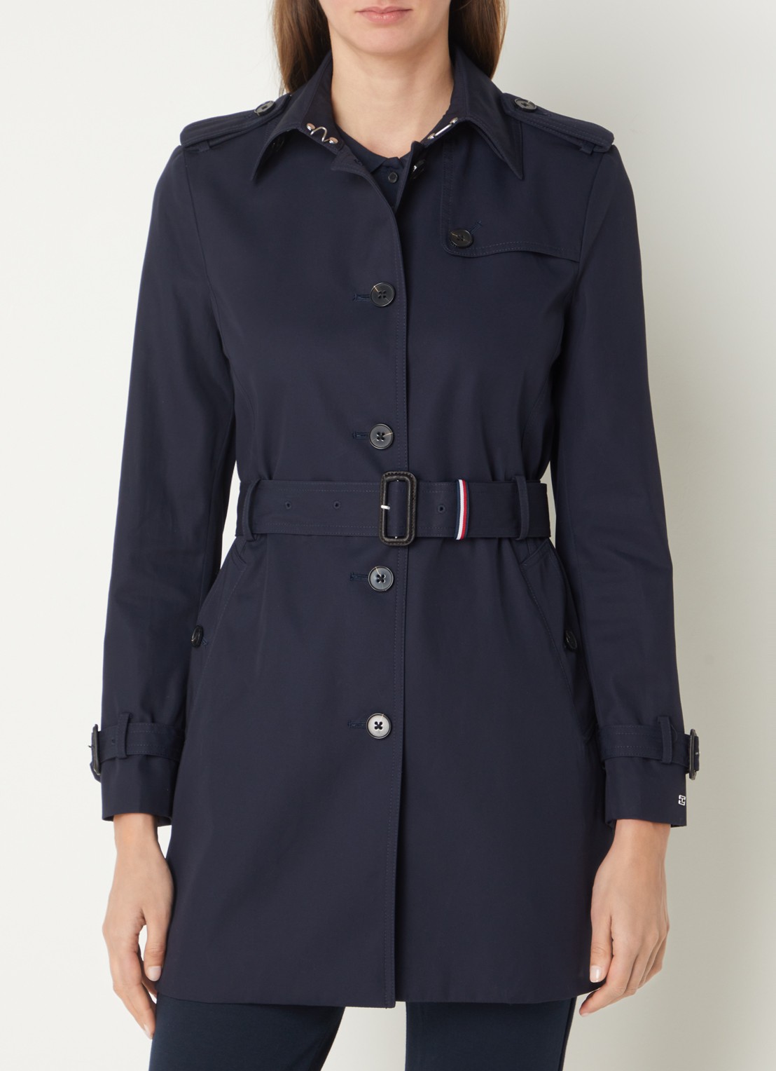 Tommy Hilfiger Heritage trenchcoat met ceintuur en steekzakken - detail 2 donkerblauw