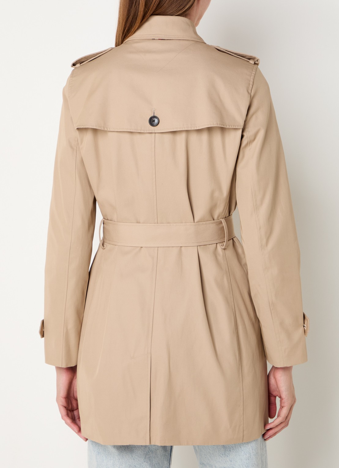 Tommy Hilfiger Heritage trenchcoat met ceintuur en steekzakken - achterkant beige