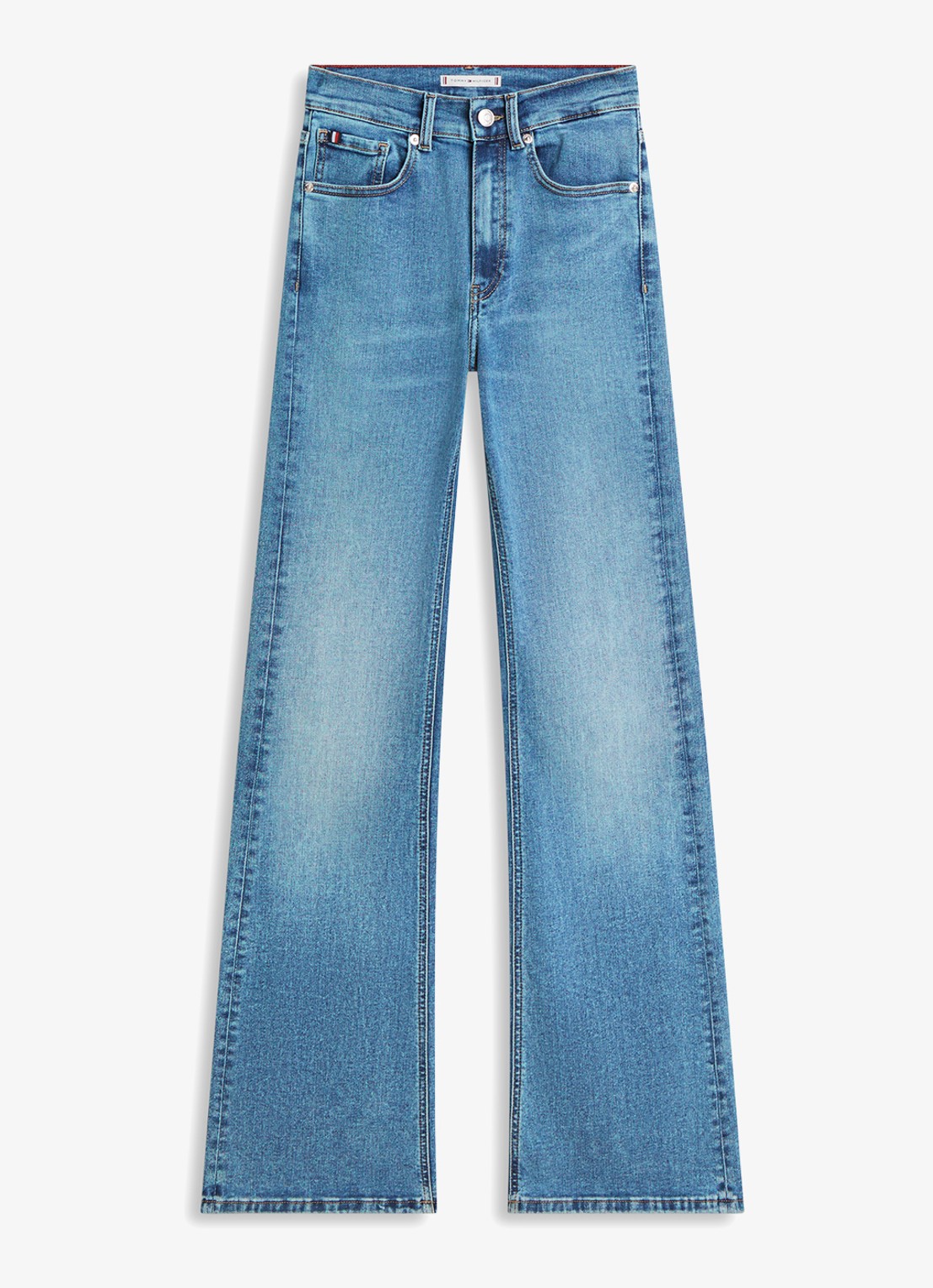 Tommy Hilfiger High waist flared jeans met medium wassing - voorkant blauw