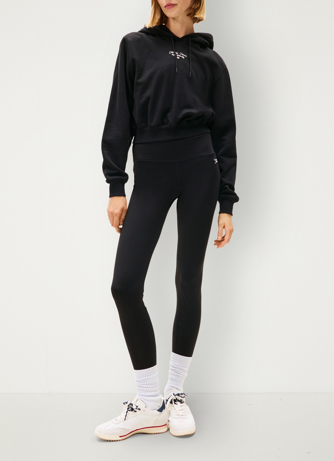 Tommy Hilfiger High waist legging met logo - voorkant 4 zwart