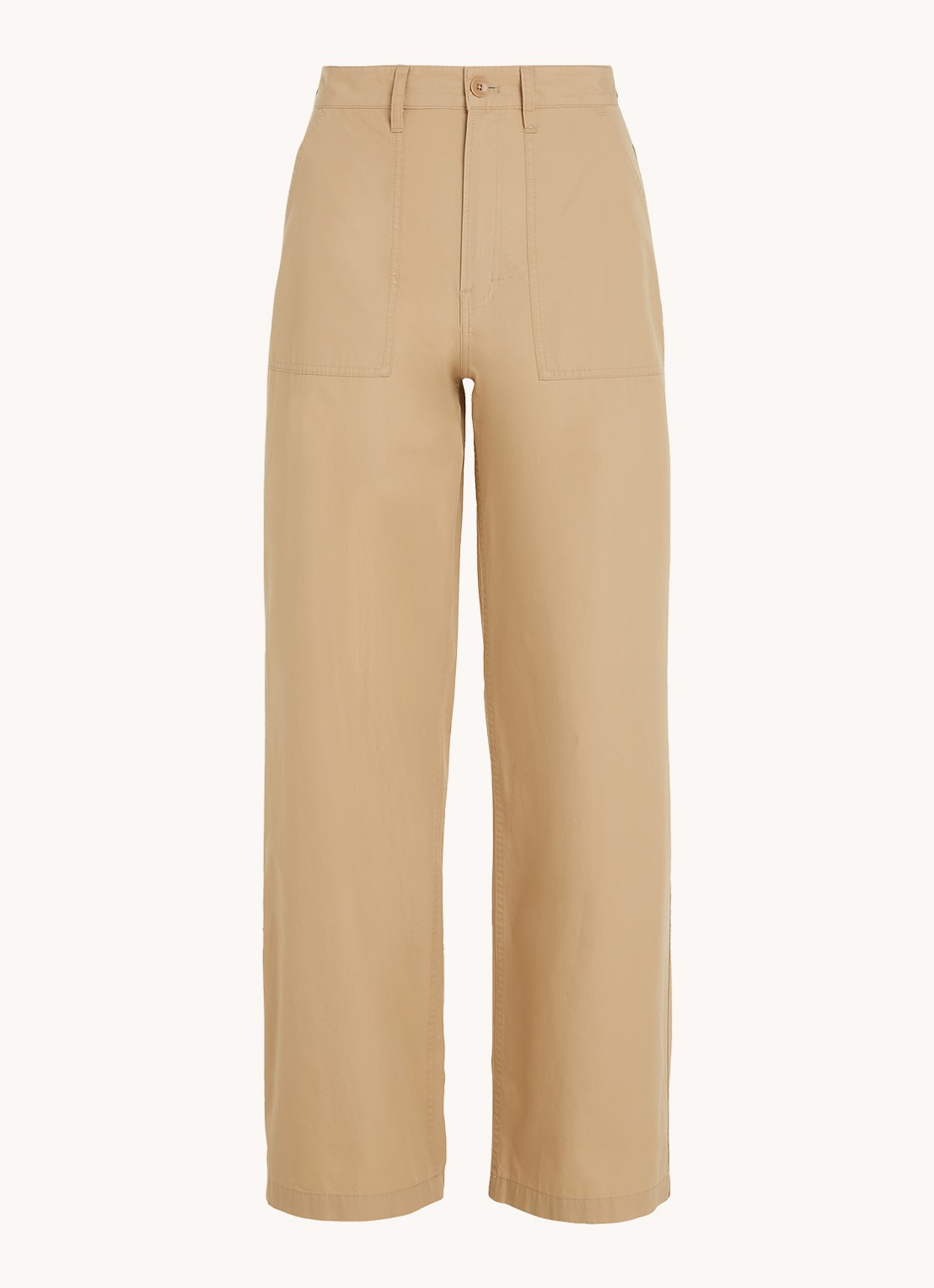 Tommy Hilfiger High waist loose fit cargobroek van  katoen - voorkant 2 zand